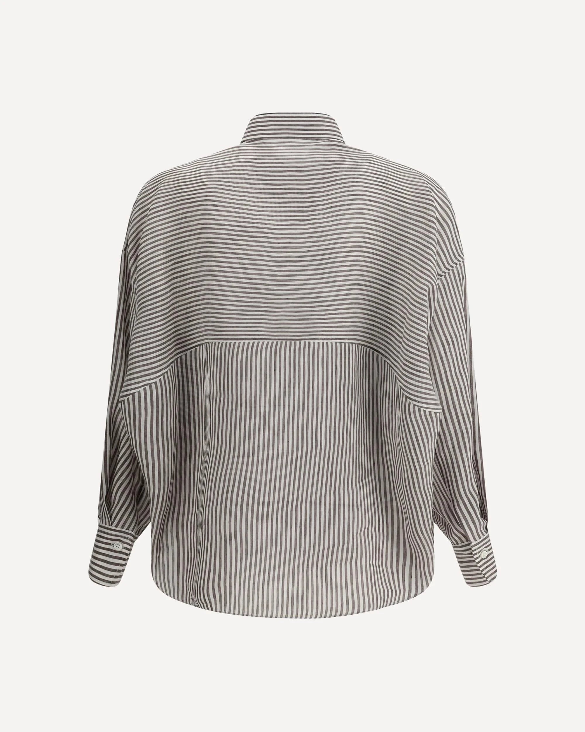 Brunello Cucinelli Striped Linen-Silk Blend Shirt