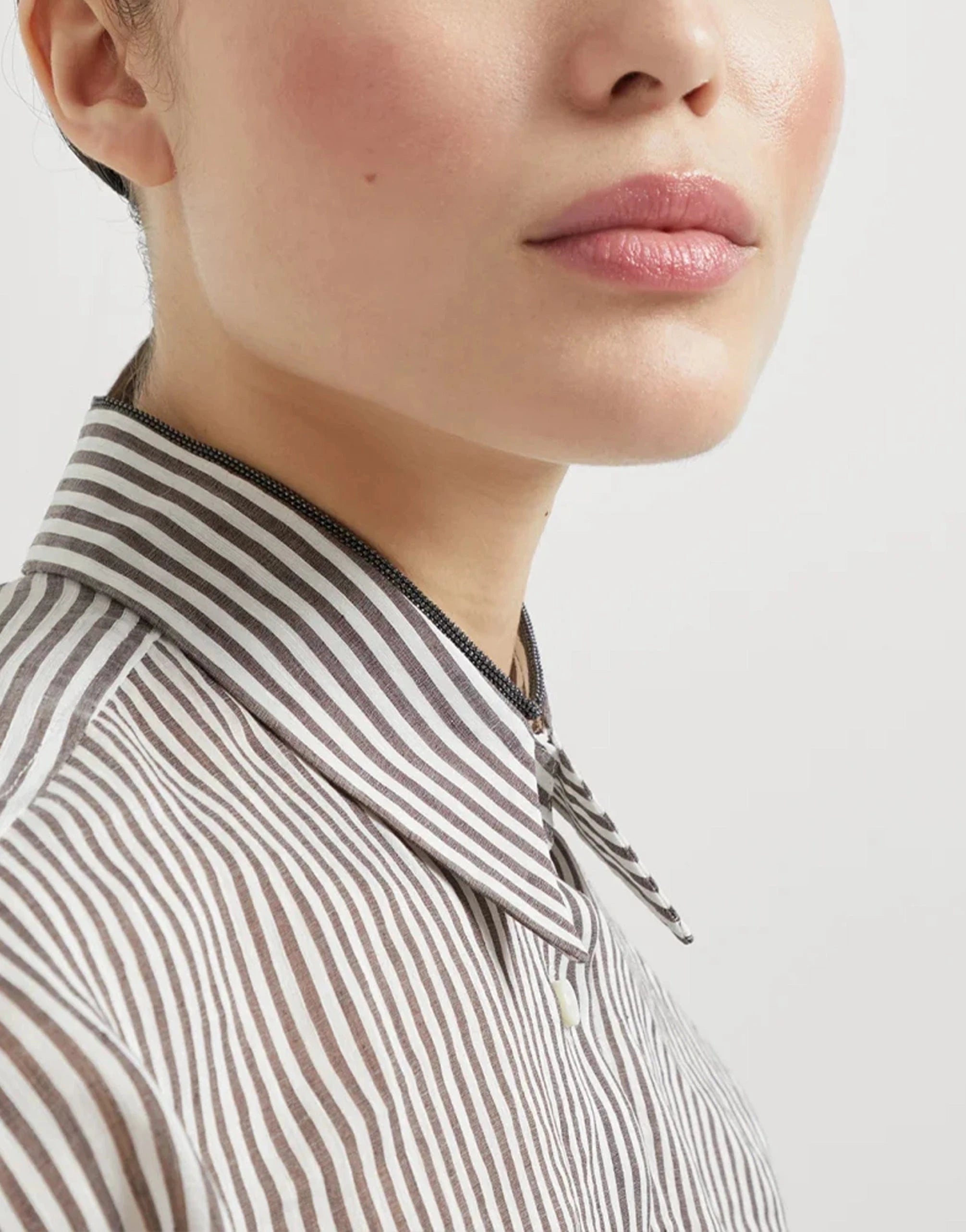 Brunello Cucinelli Striped Linen-Silk Organza Shirt