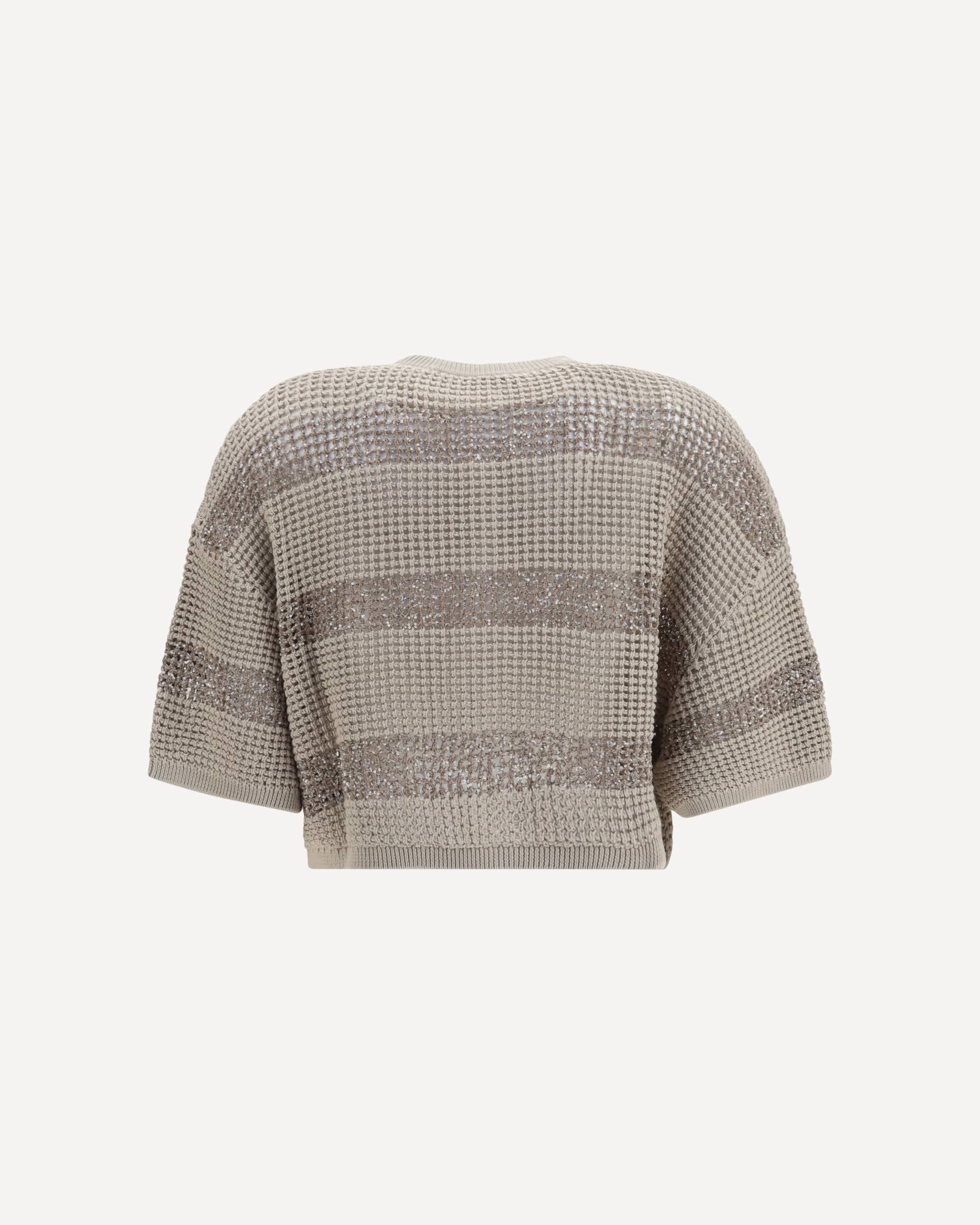 Brunello Cucinelli Gestreifte Lochstrick-Baumwollstrickjacke - alternate view