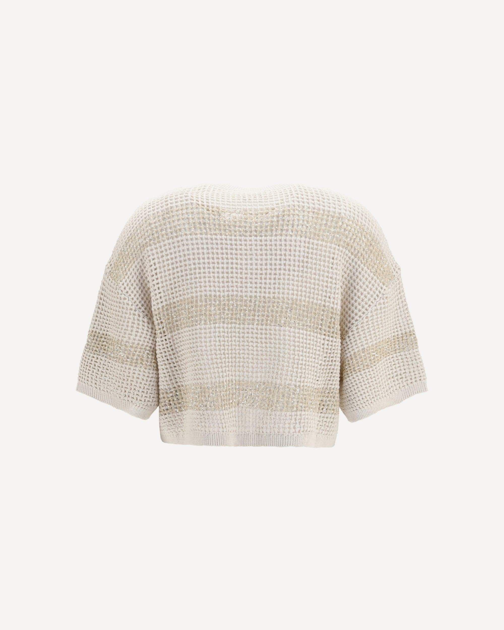 Brunello Cucinelli Кардиган из хлопка в полоску с ажурной вязкой - alternate view