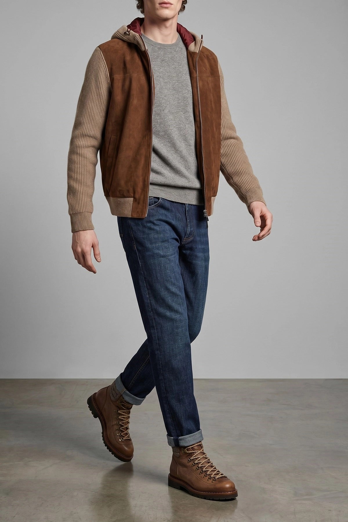 Brunello Cucinelli Suede And Cashmere Bomber Jacket - alternate view