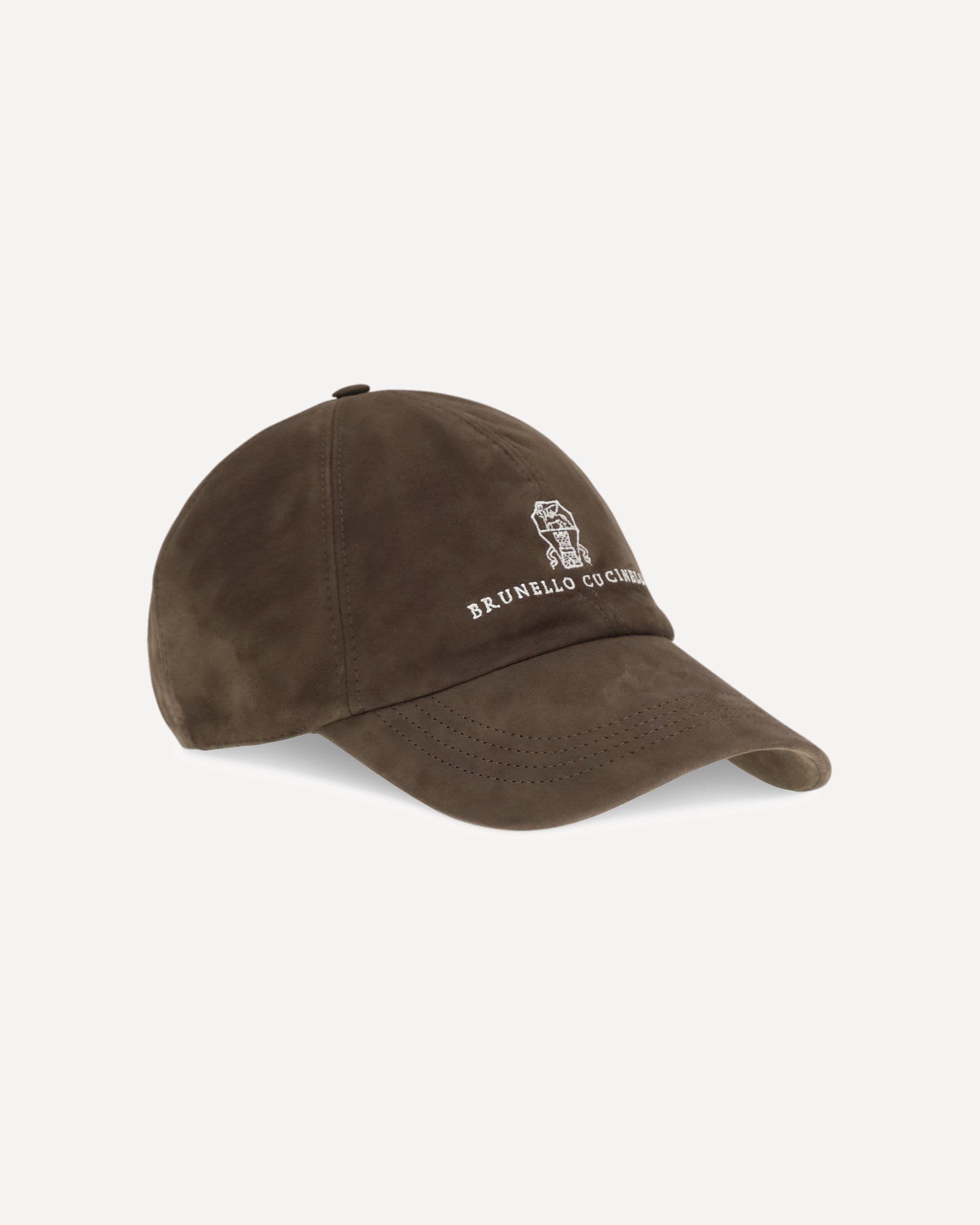 Brunello Cucinelli 刺繍ロゴ付きスエードベースボールキャップ