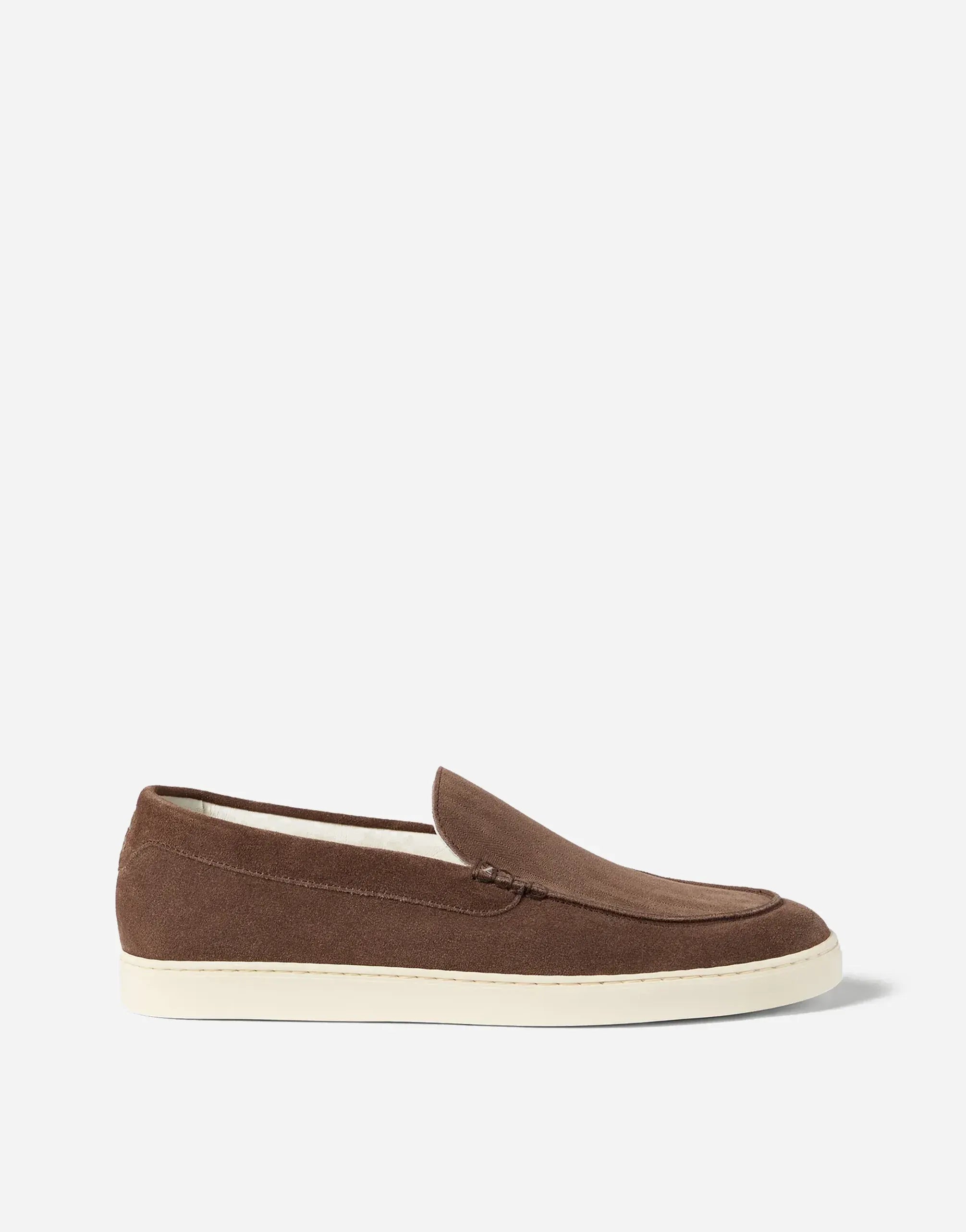Brunello Cucinelli Suede Chevron-Effect Loafer Sneakers