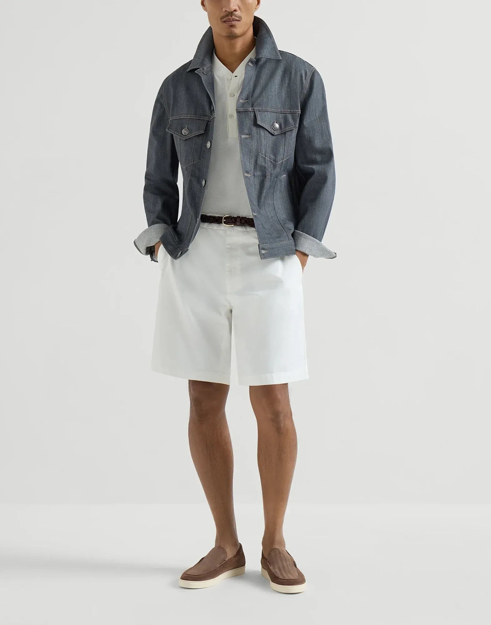 Brunello Cucinelli Suede Chevron-Effect Loafer Sneakers