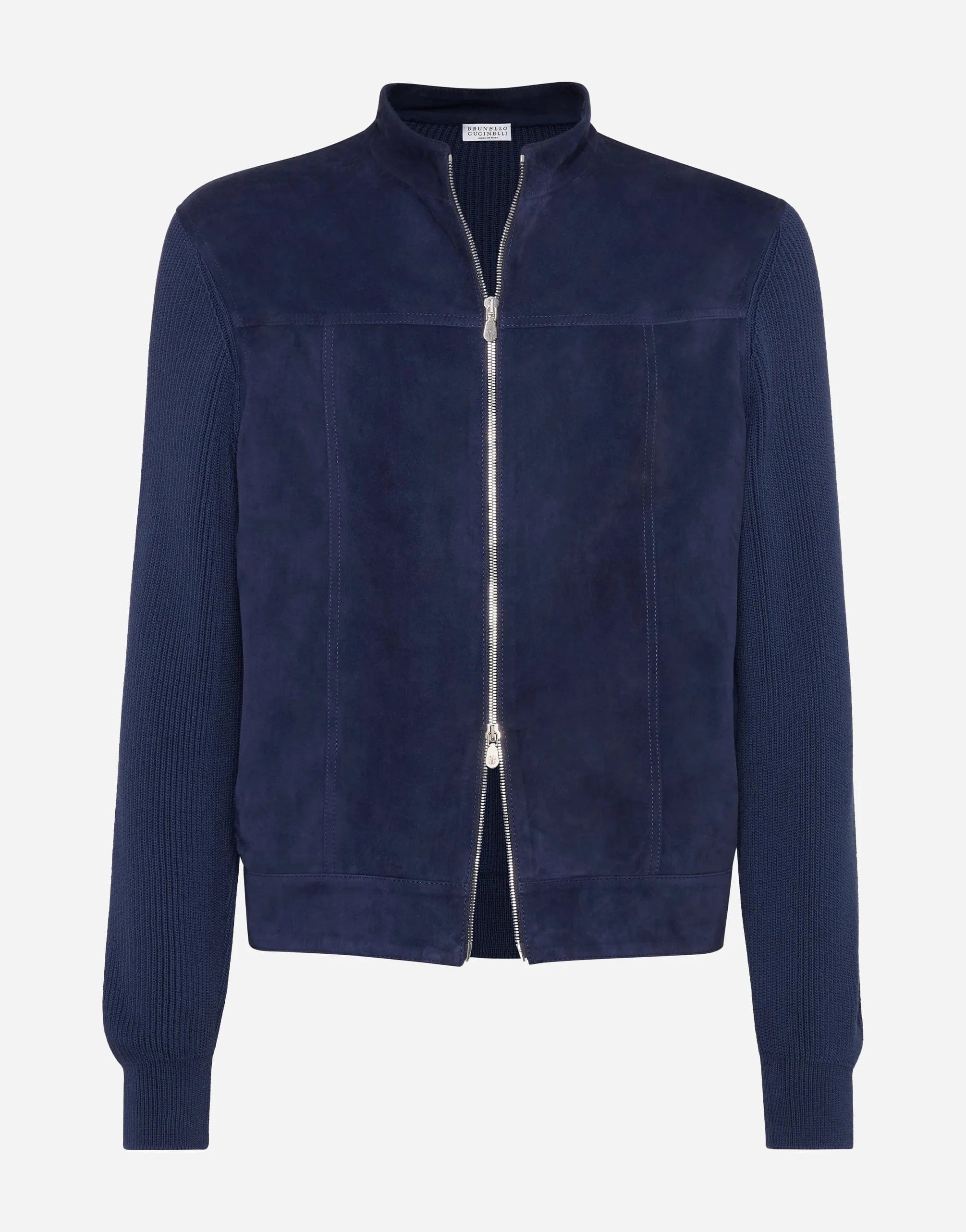 Brunello Cucinelli Suede Knit Bomber Jacket