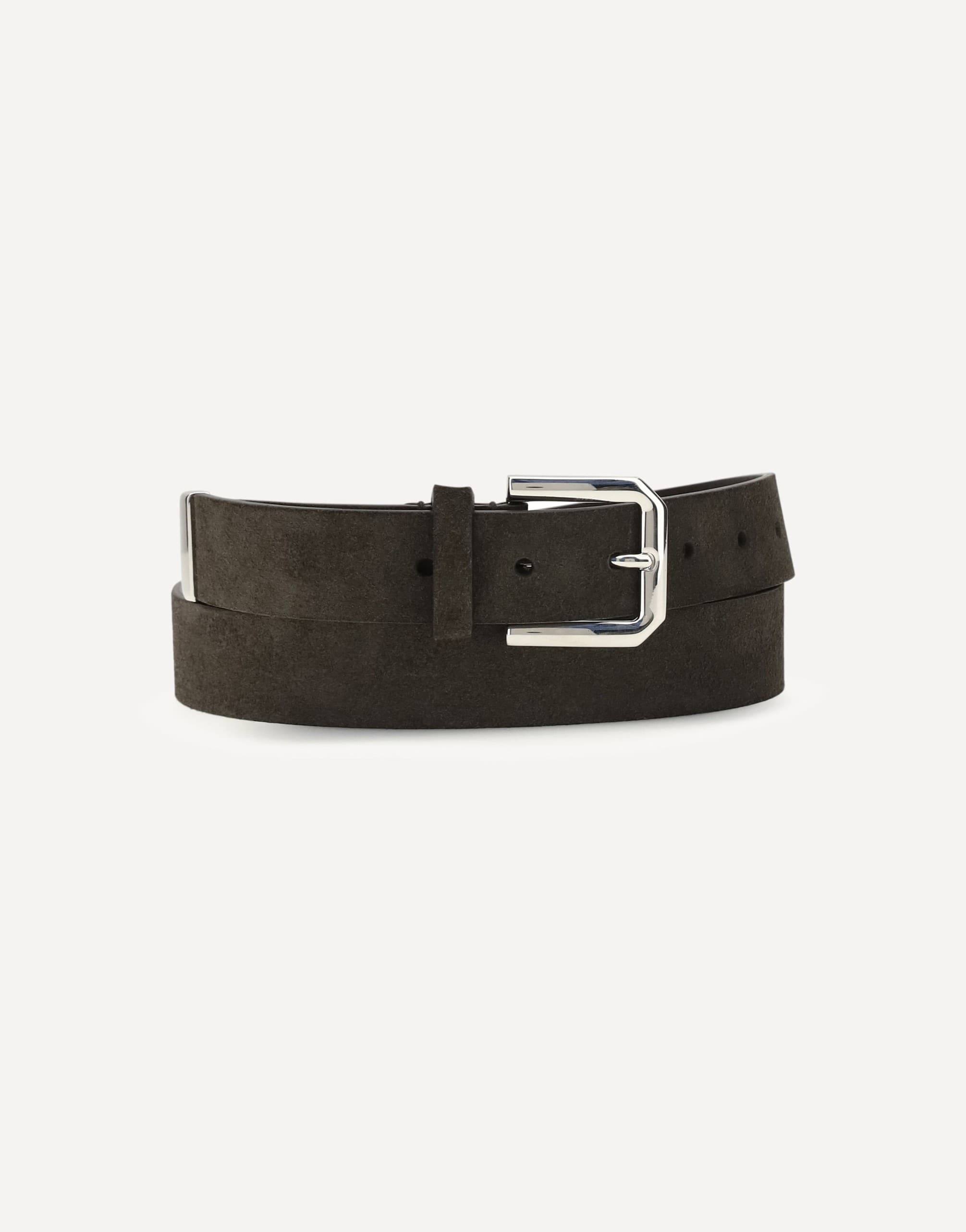 Brunello Cucinelli Suede Leather Belt Antique Gold Buckle
