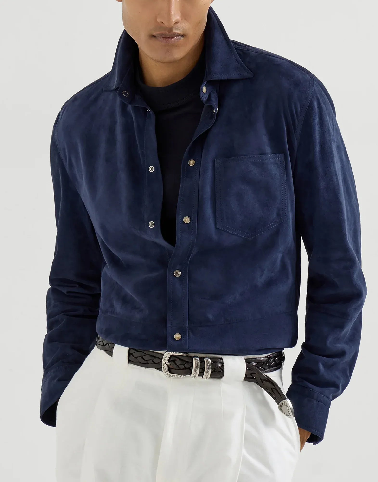フ*)様 Brunello Cucinelli スウィングトップ 50 Brunello Cucinelli Suede Overshirt | Sendegaro BR
