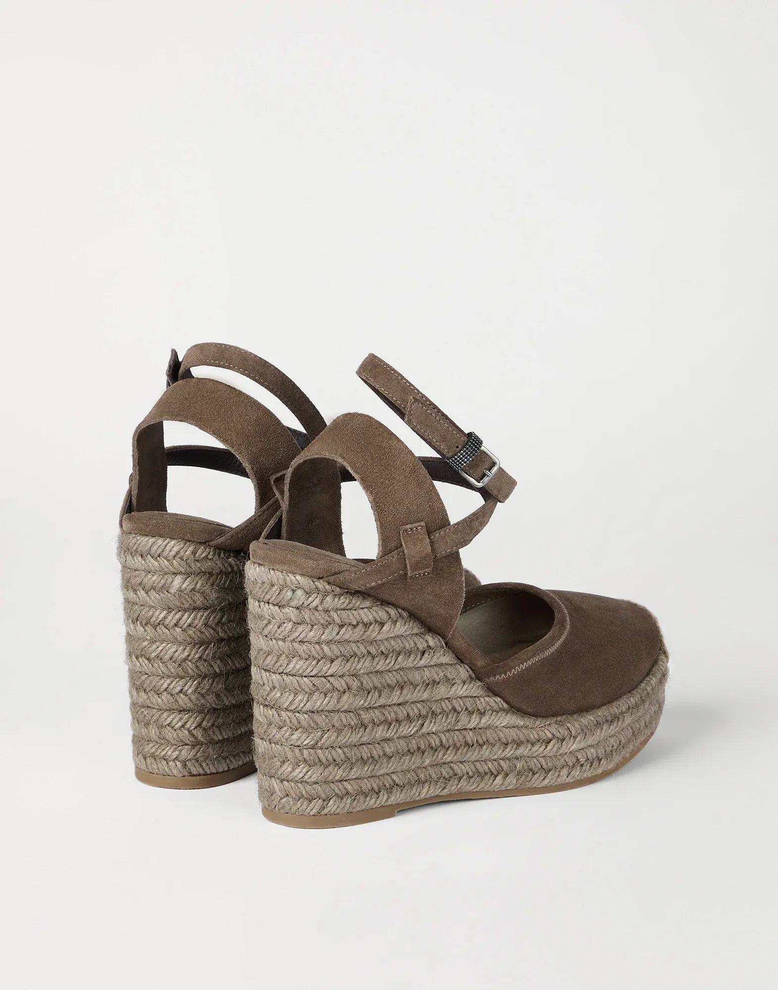 Brunello Cucinelli Suede Precious Loop Espadrille Wedges