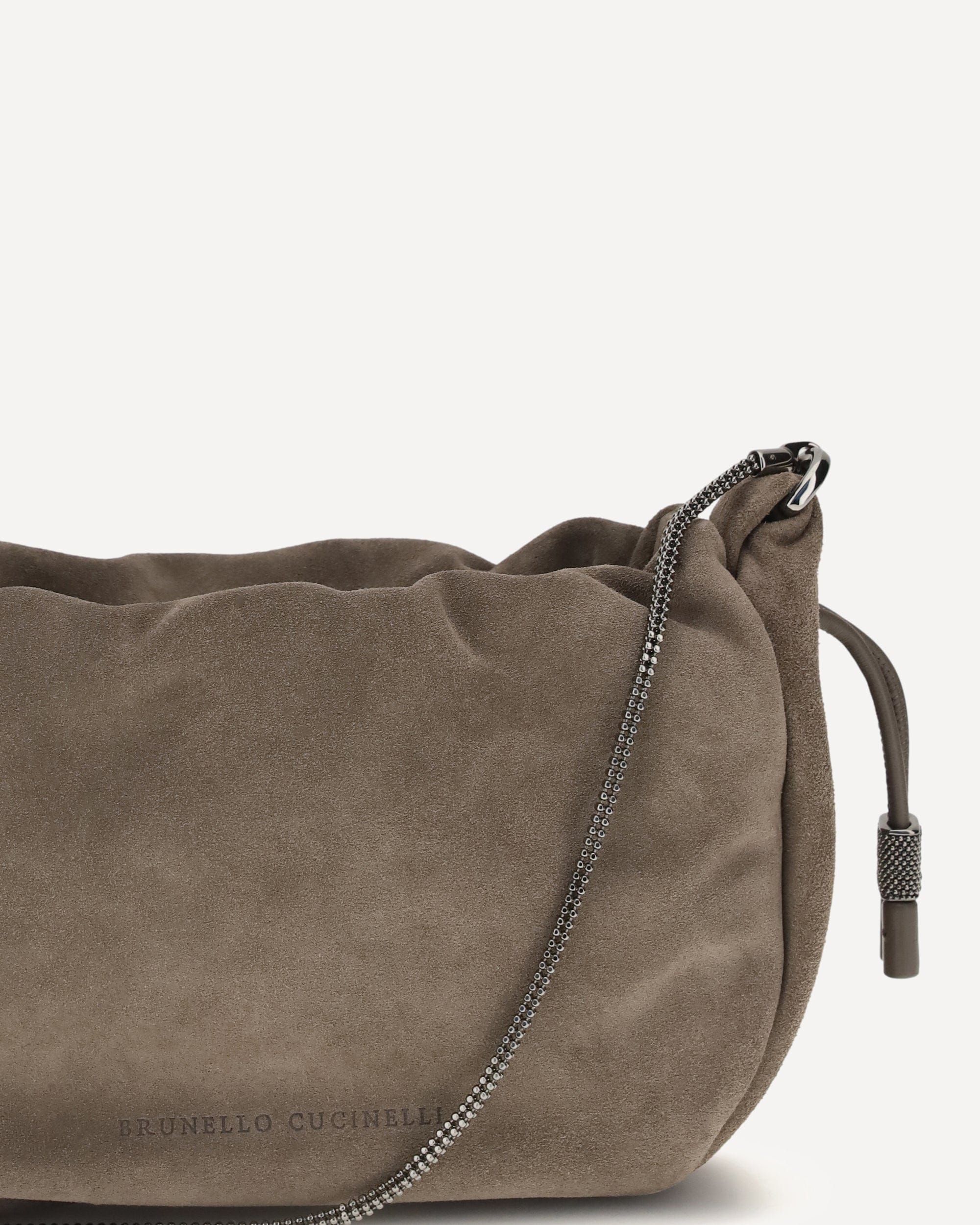 Brunello Cucinelli Brunello Cucinelli Suede Shoulder Bag With Precious Chain