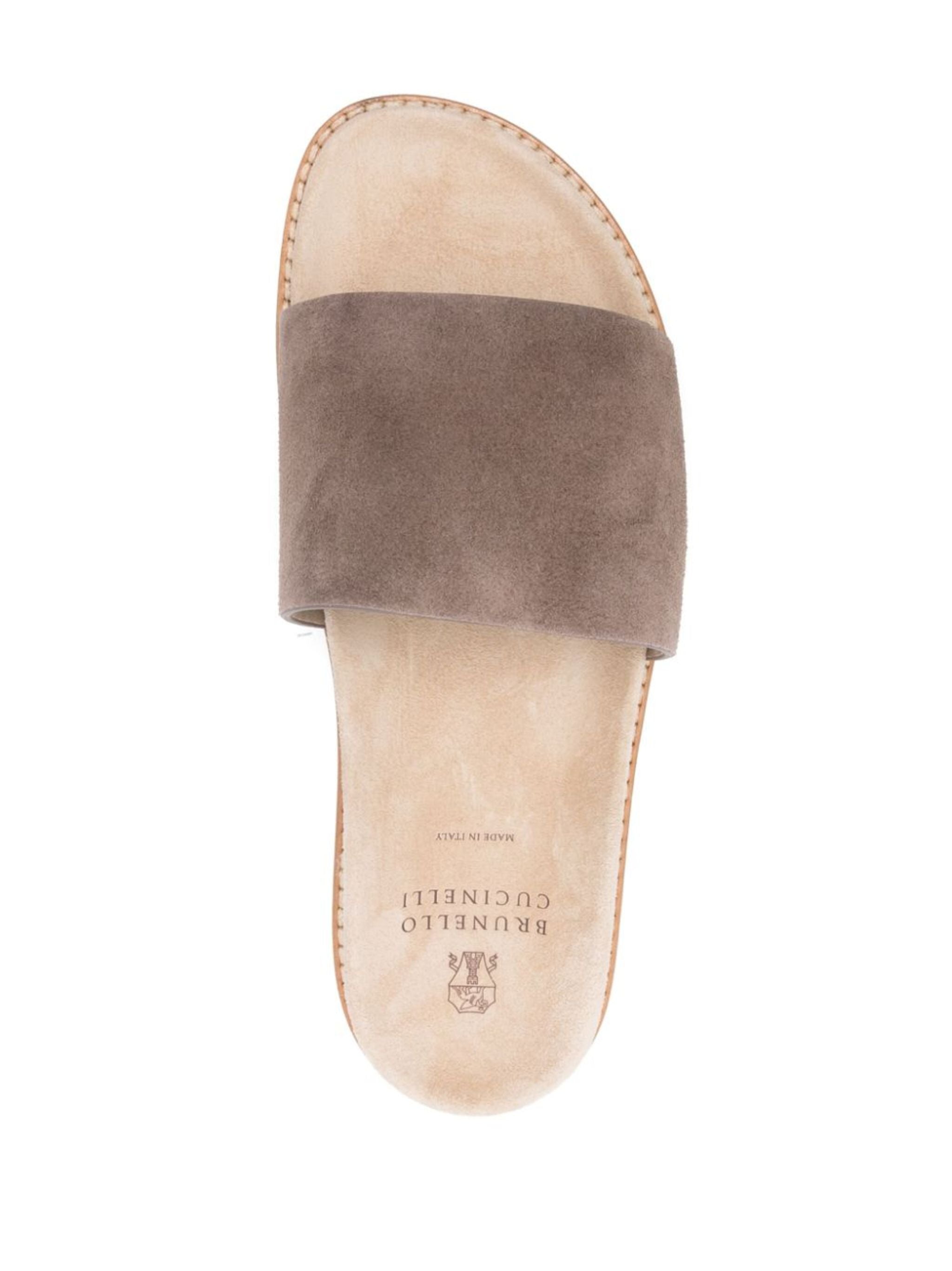 Brunello Cucinelli Suede Slide Sandals