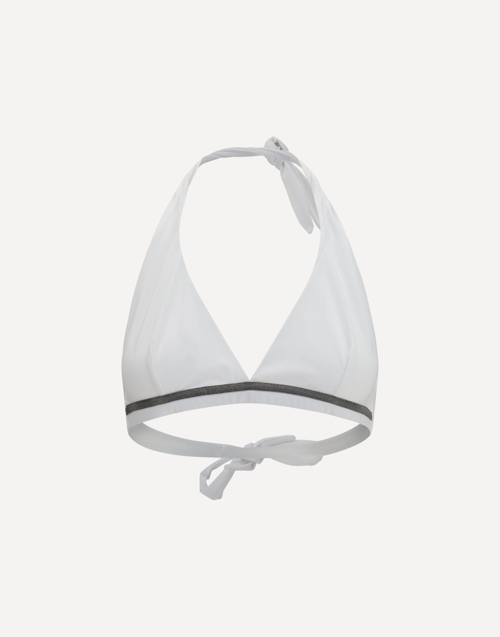 Brunello Cucinelli Tech Jersey Bikini Top With Monili