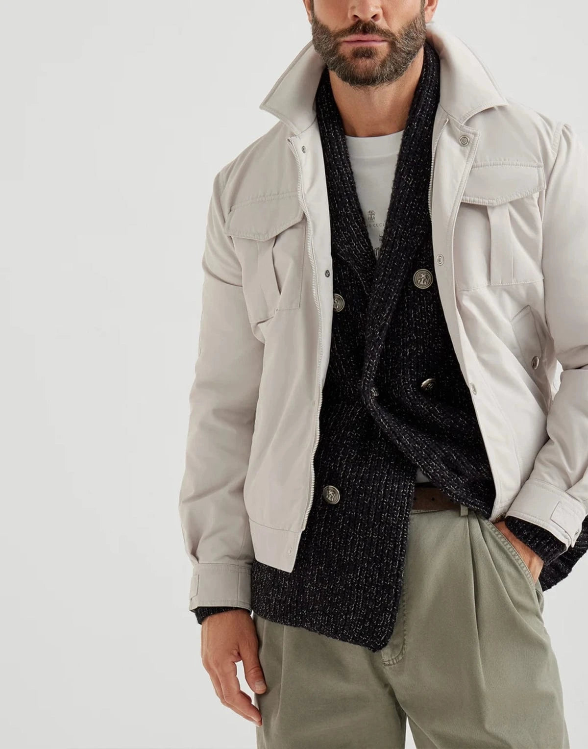 Brunello Cucinelli Techno Satin Bomber Jacket