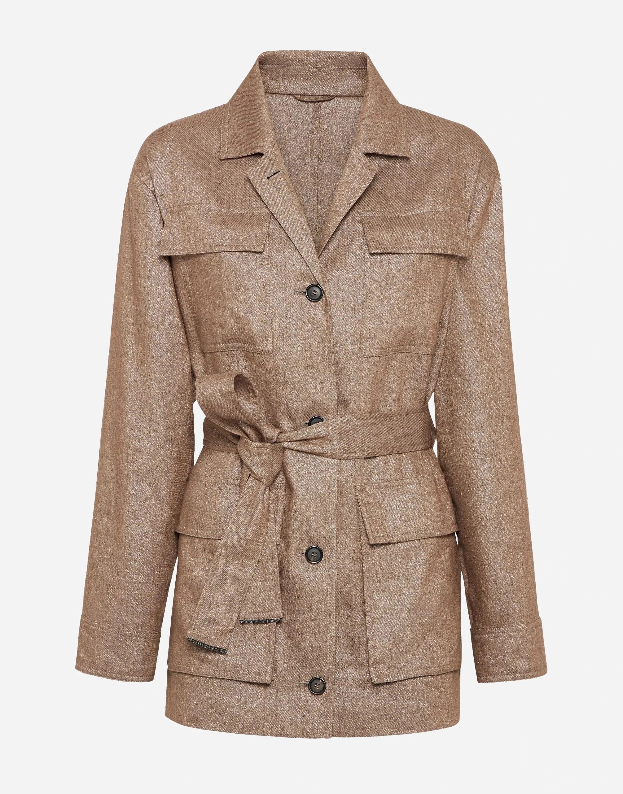 Brunello Cucinelli Techno Wool-Linen Sparkling Twill Safari Jacket