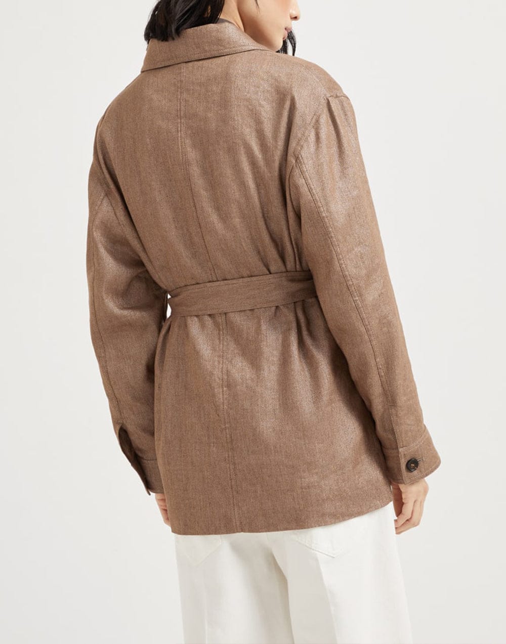 Brunello Cucinelli Techno Wool-Linen Sparkling Twill Safari Jacket