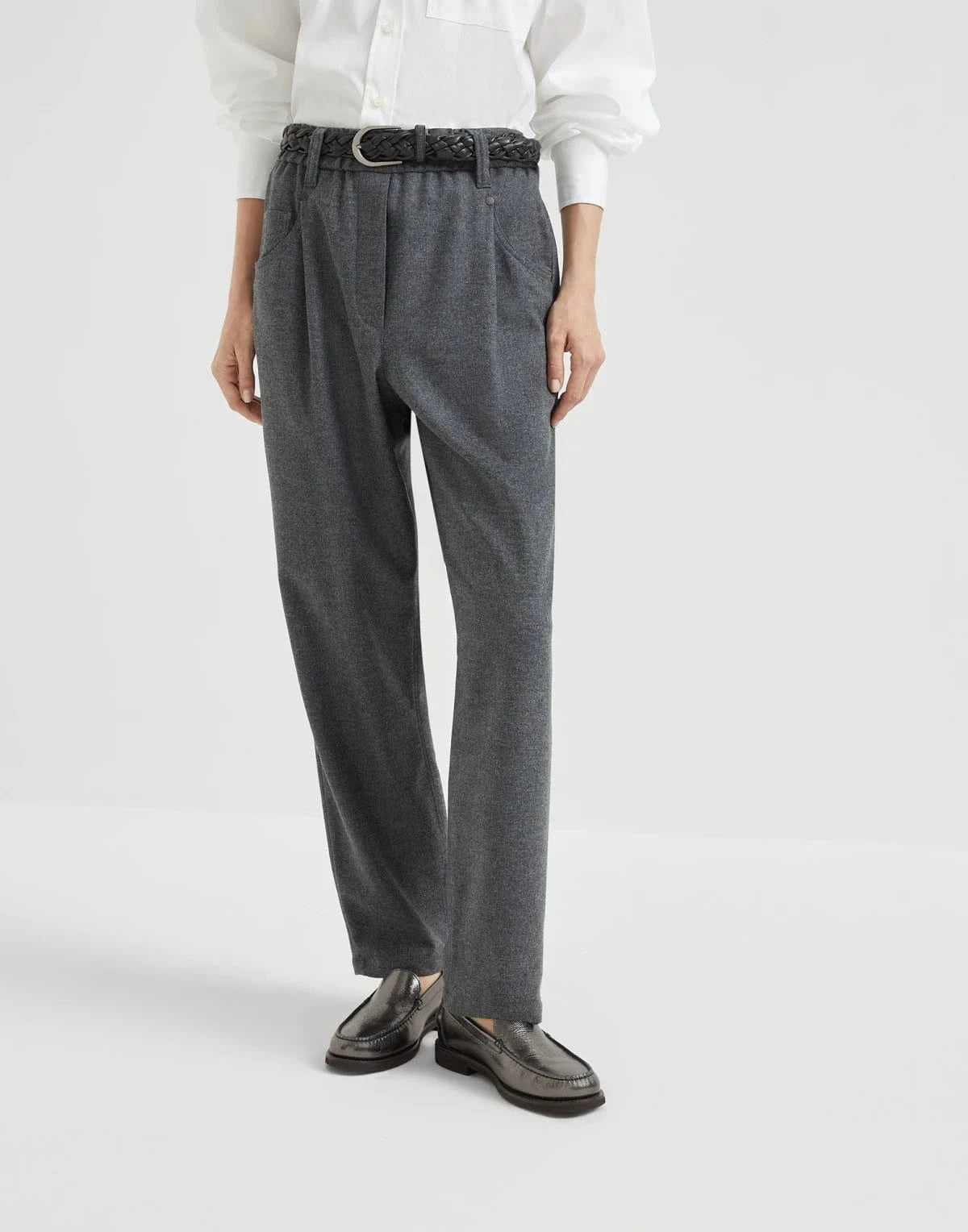 Brunello Cucinelli Twill Flannel Baggy Trousers
