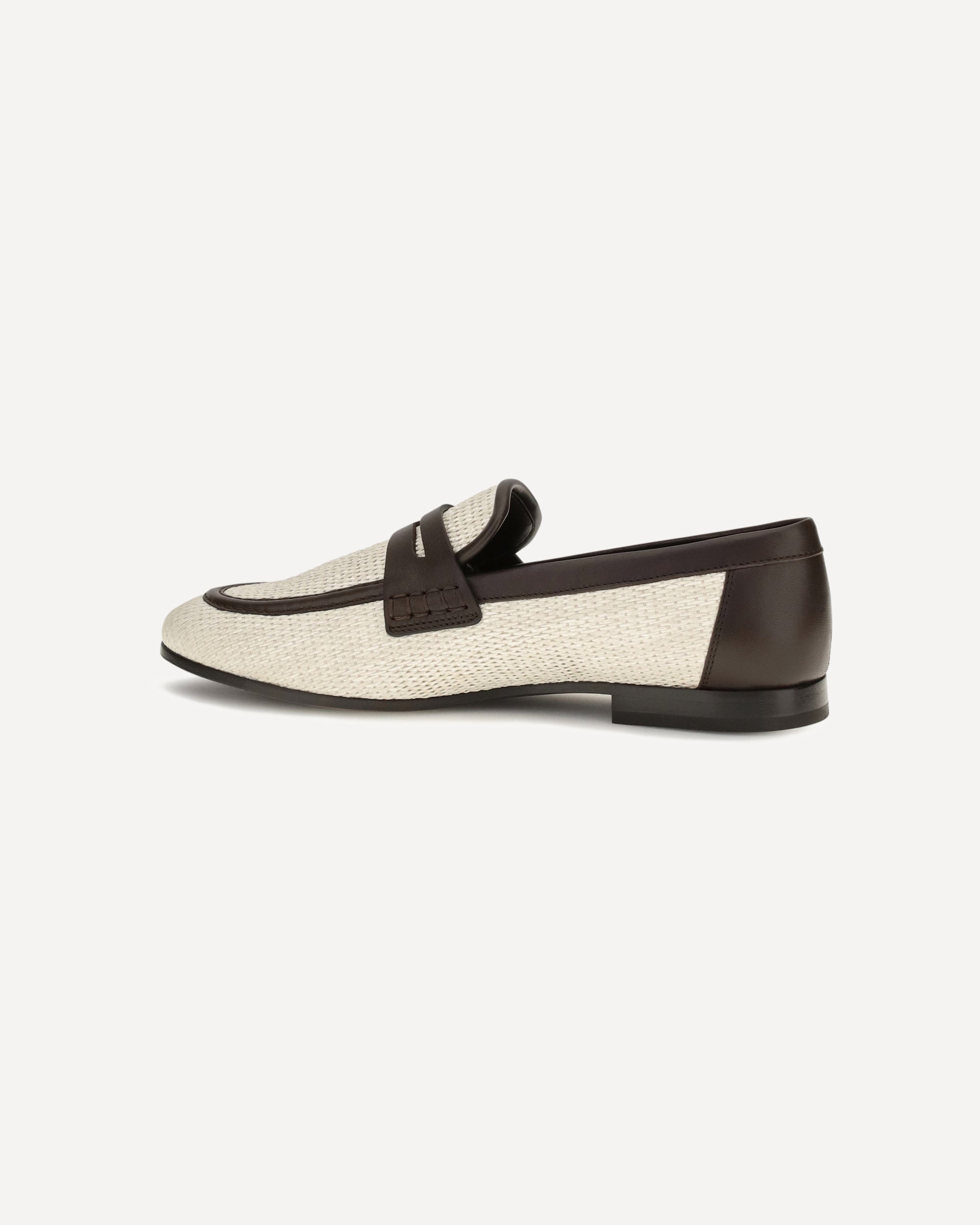 Brunello Cucinelli Two-Tone Leather Raffia Loafers