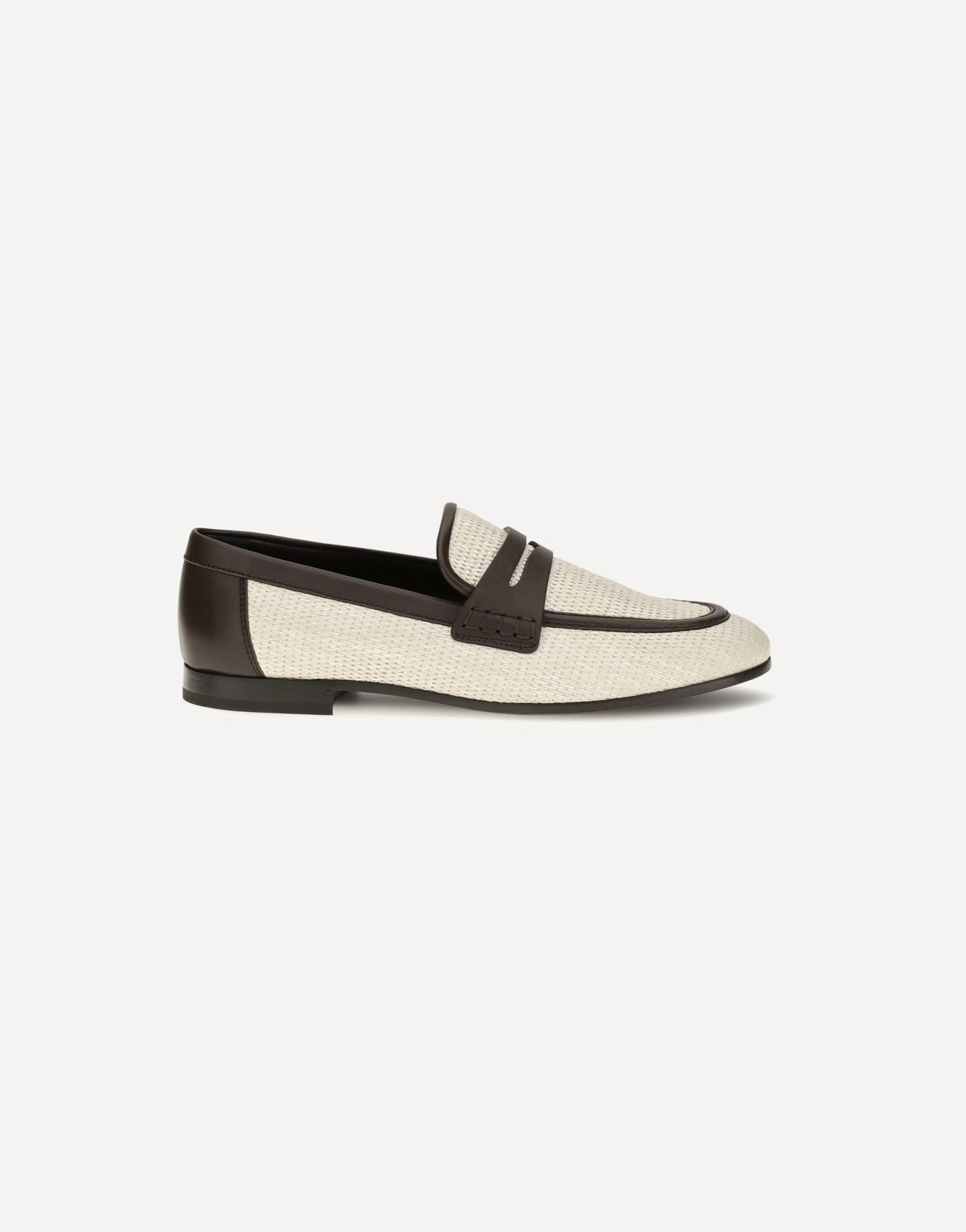Brunello Cucinelli Two-Tone Leather Raffia Loafers