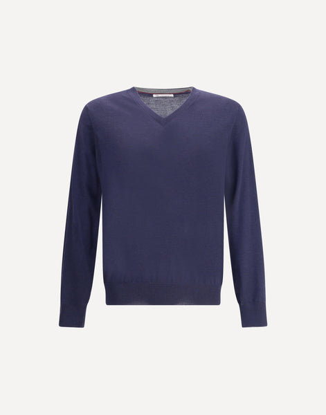 BRUNELLO CUCINELLI カシミヤ ネイビー セーター Brunello Cucinelli Ultrafine Virgin Wool Sweater | Sendegaro