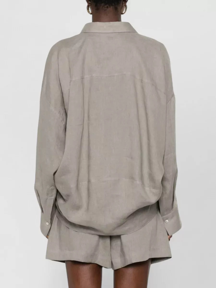 Brunello Cucinelli V-Neck Linen Blouse
