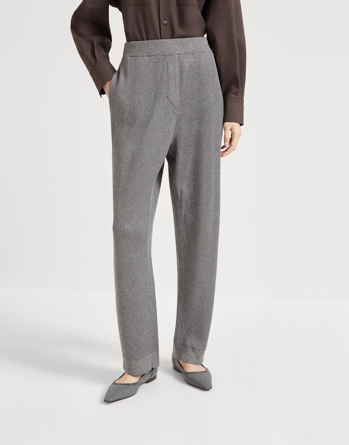 Brunello Cucinelli Vanisé  Sparkling Rib Knit Trousers