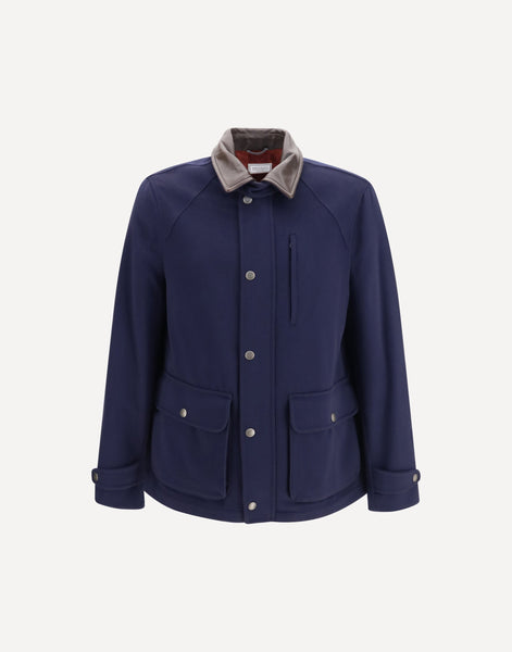 Brunello Cucinelli Virgin Wool Jacket With Nappa Inserts | Sendegaro