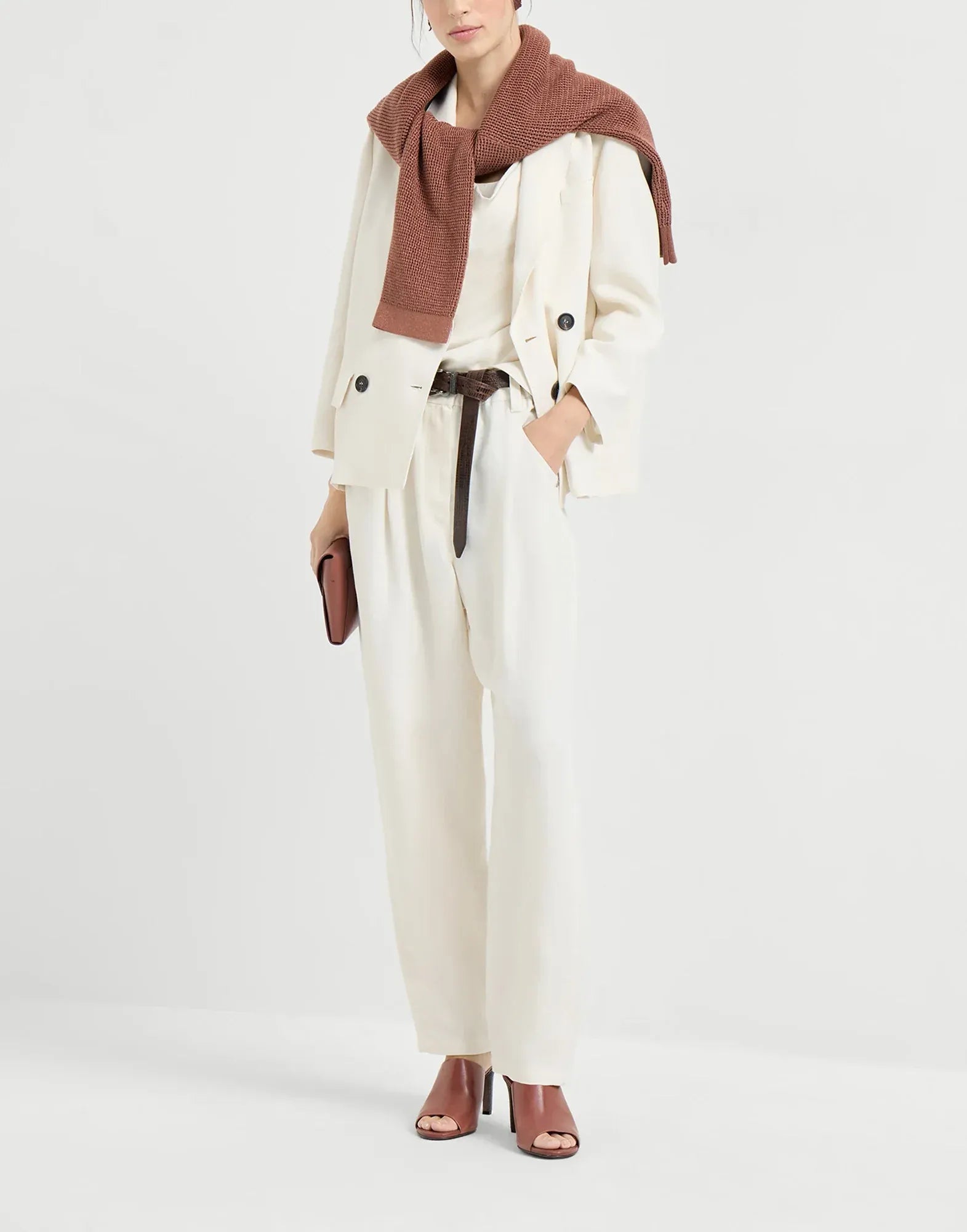 Brunello Cucinelli Viscose-Linen Blend Fluid Twill Monili Blazer