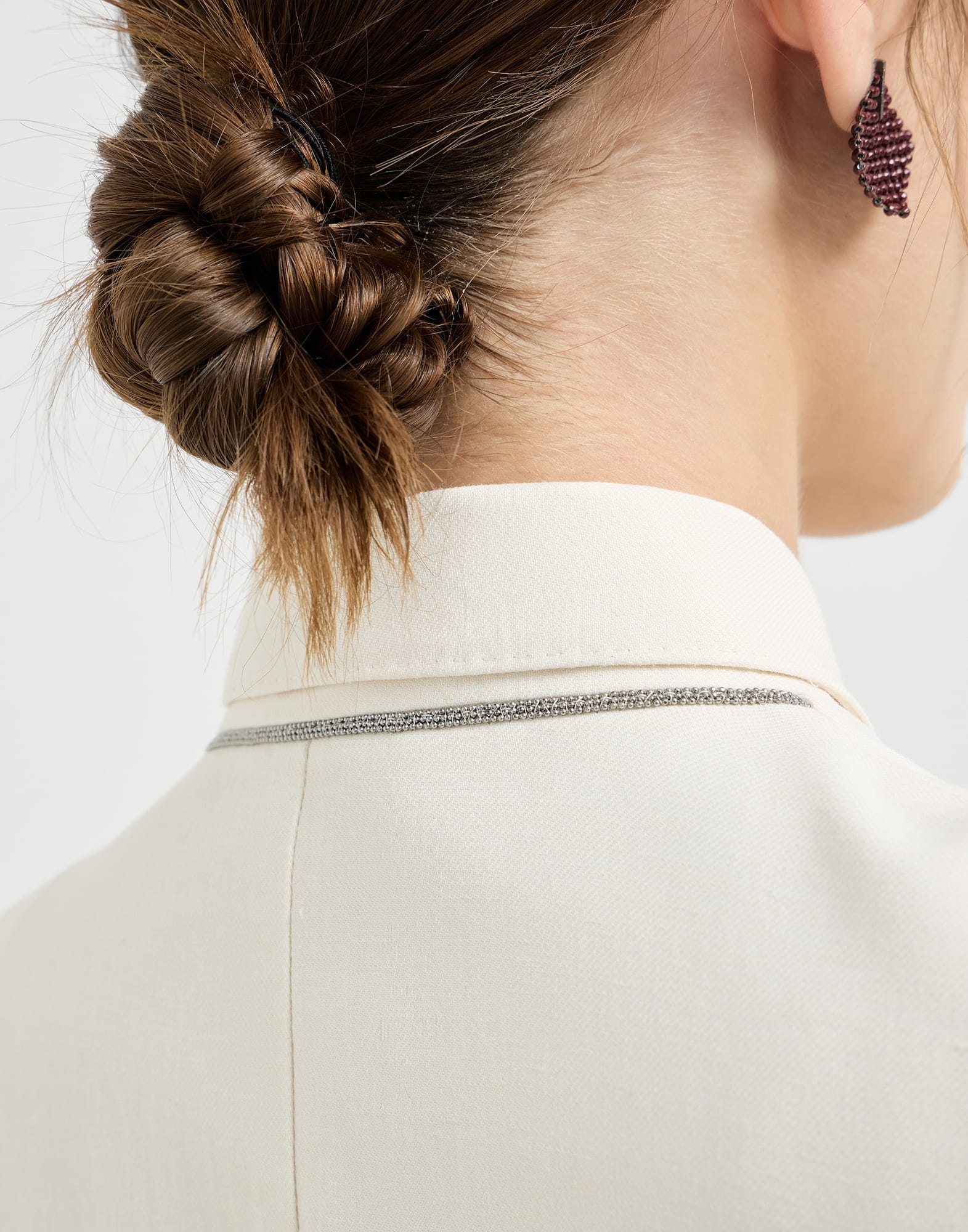 Brunello Cucinelli Viscose-Linen Blend Fluid Twill Monili Blazer