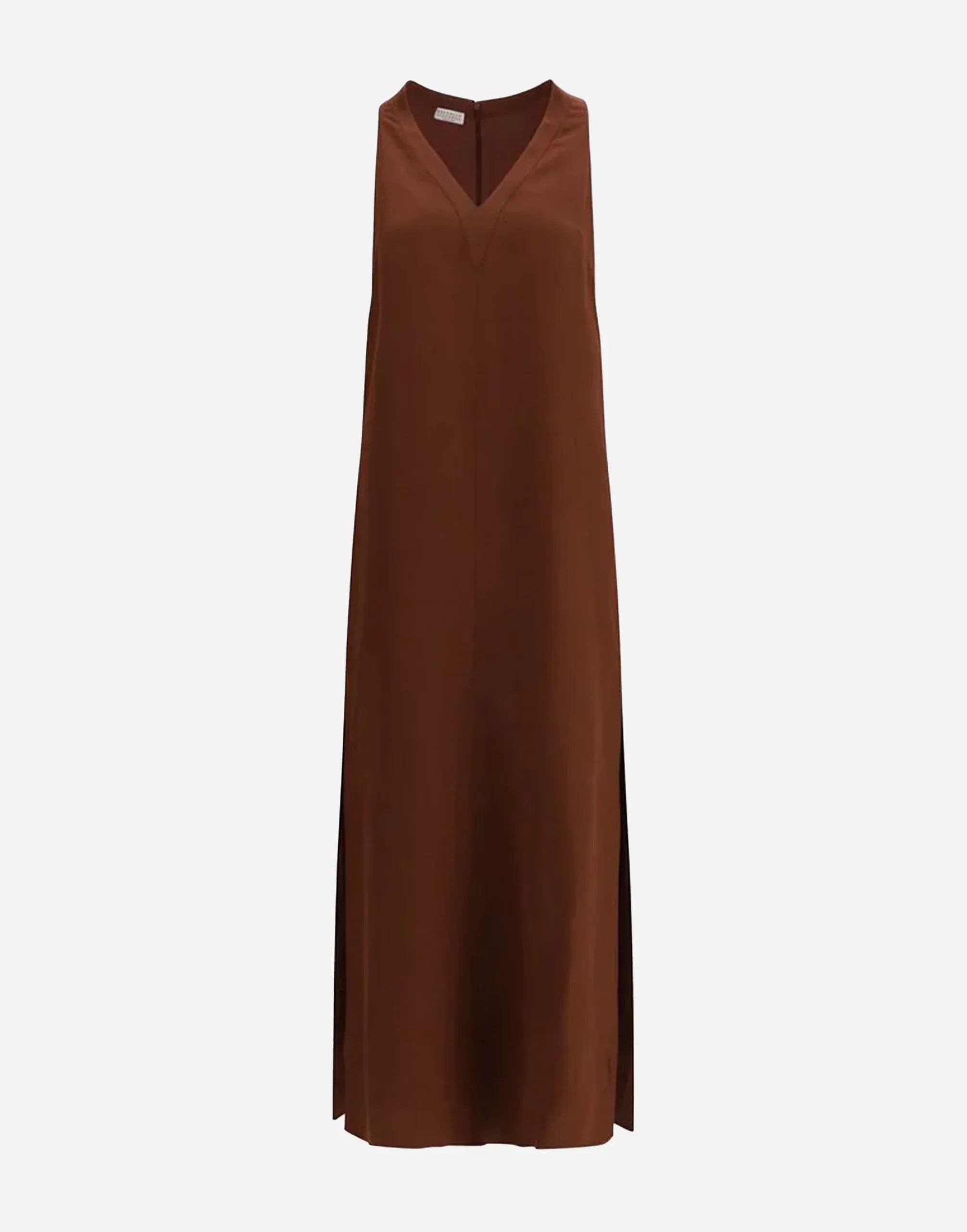 Brunello Cucinelli twill jurk van viscose-linnenmix met Monili