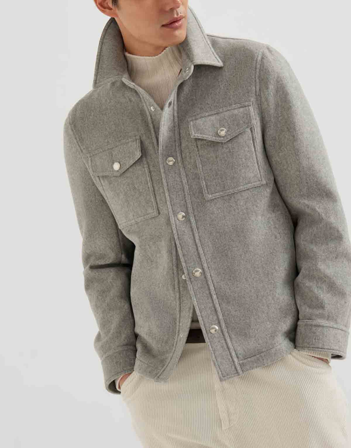 Brunello Cucinelli Water-Resistant Cashmere Shirt-Style Jacket