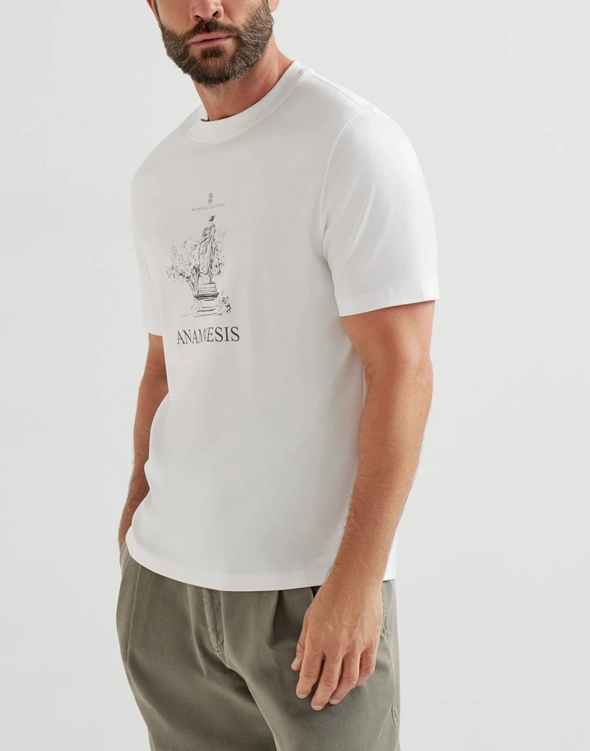 Brunello Cucinelli White Anamnesis-Print Cotton T-Shirt