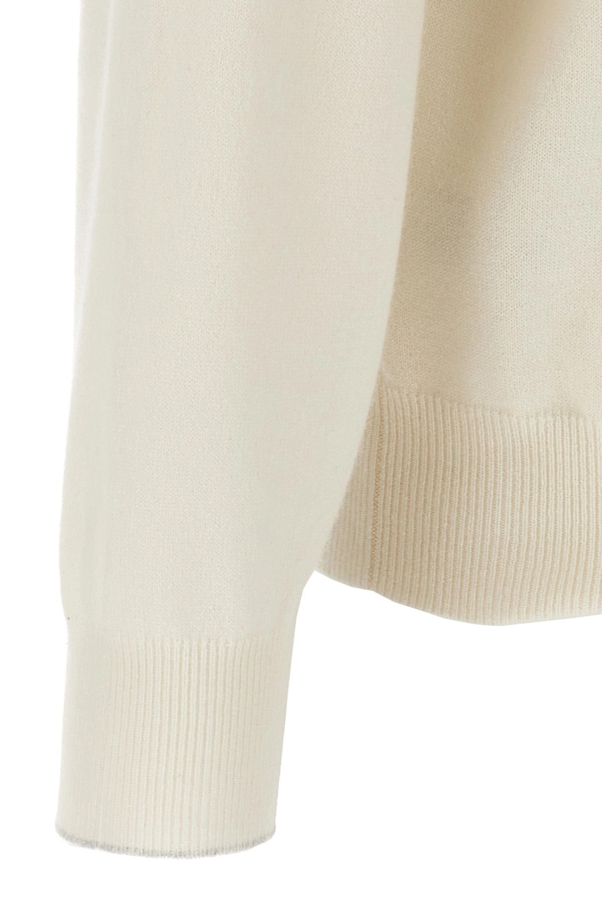 Brunello Cucinelli White Cashmere High-Neck Sweater