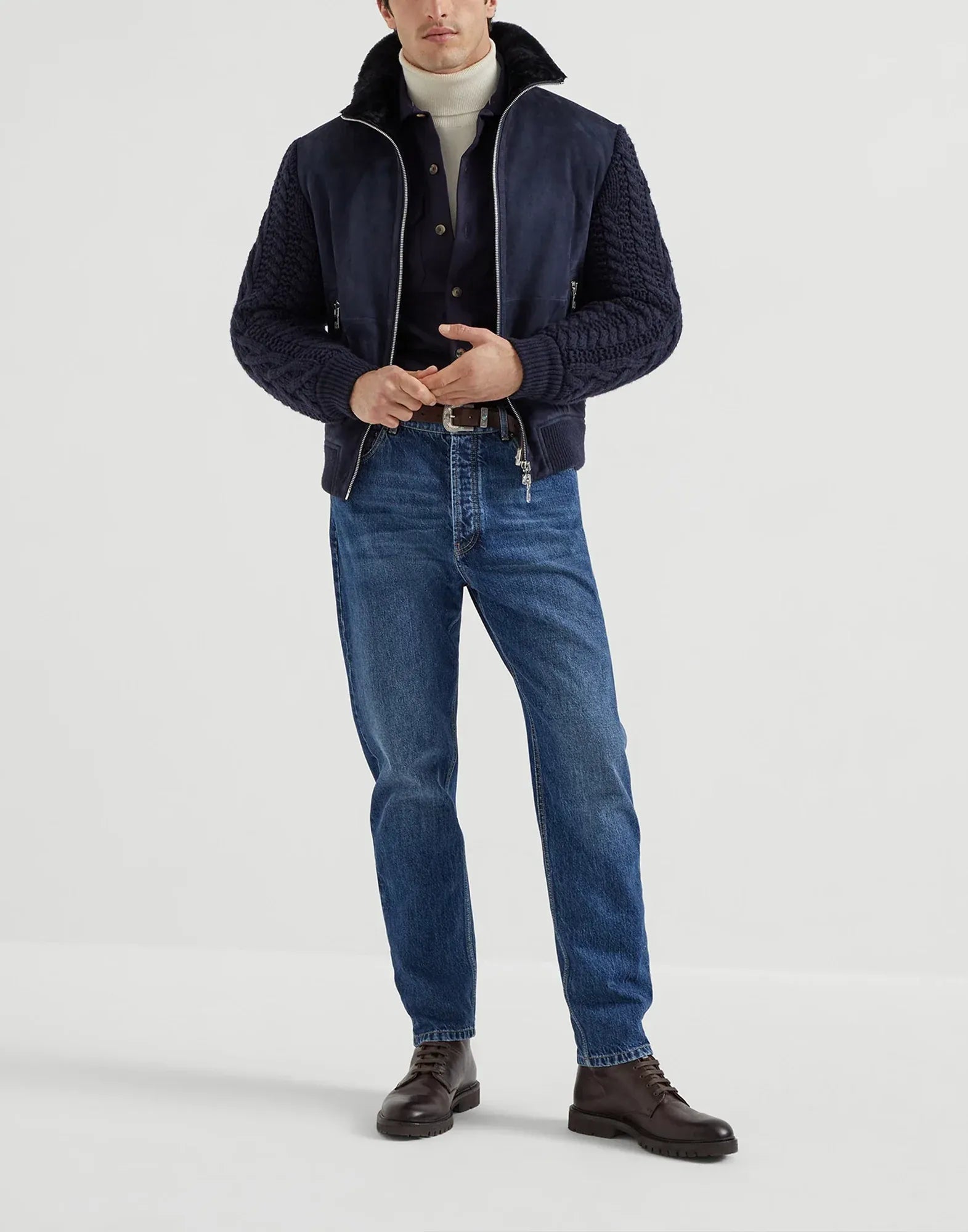 Brunello Cucinelli White Cashmere Turtleneck Sweater