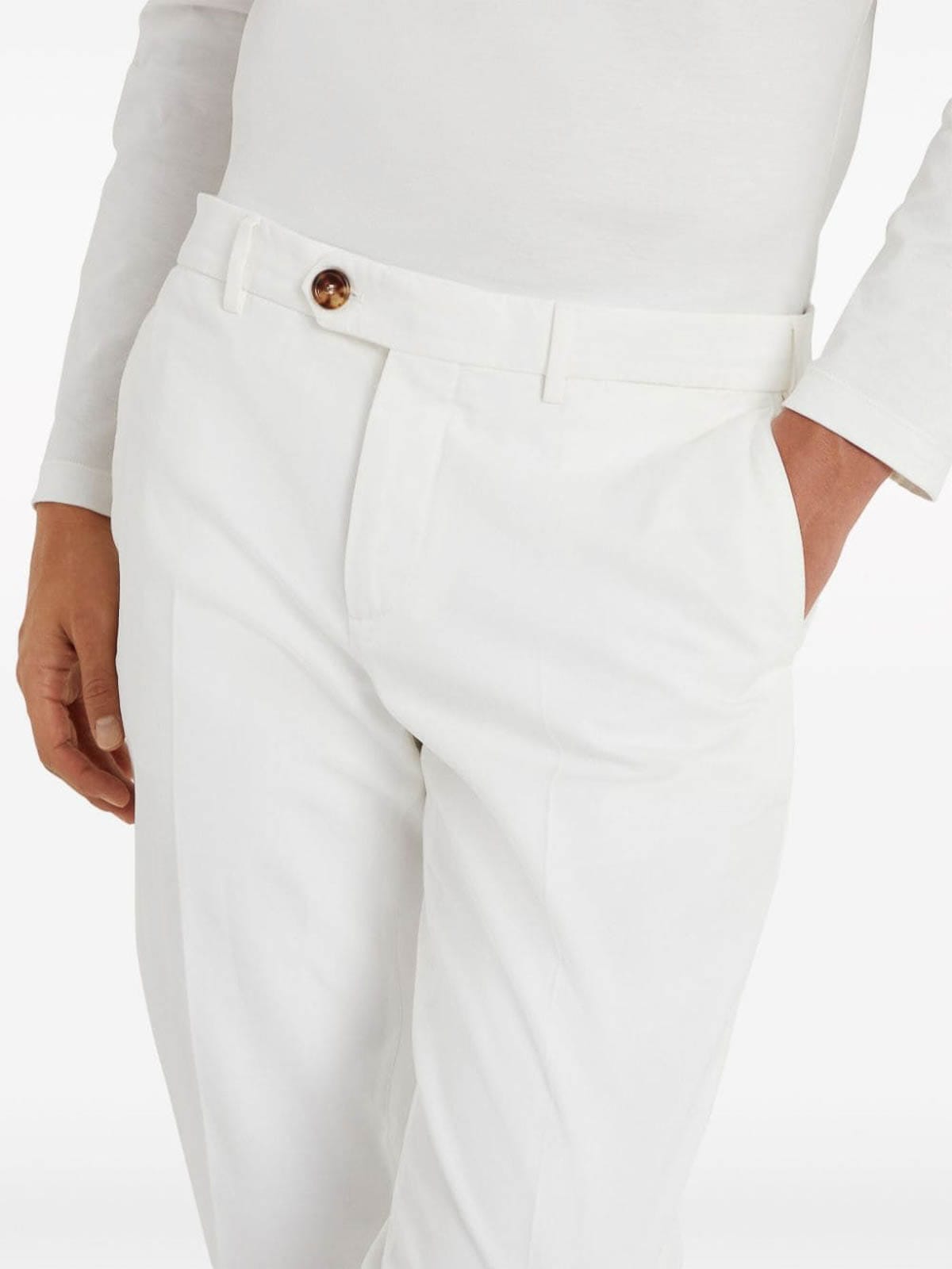 Brunello Cucinelli White Cotton Casual Trousers