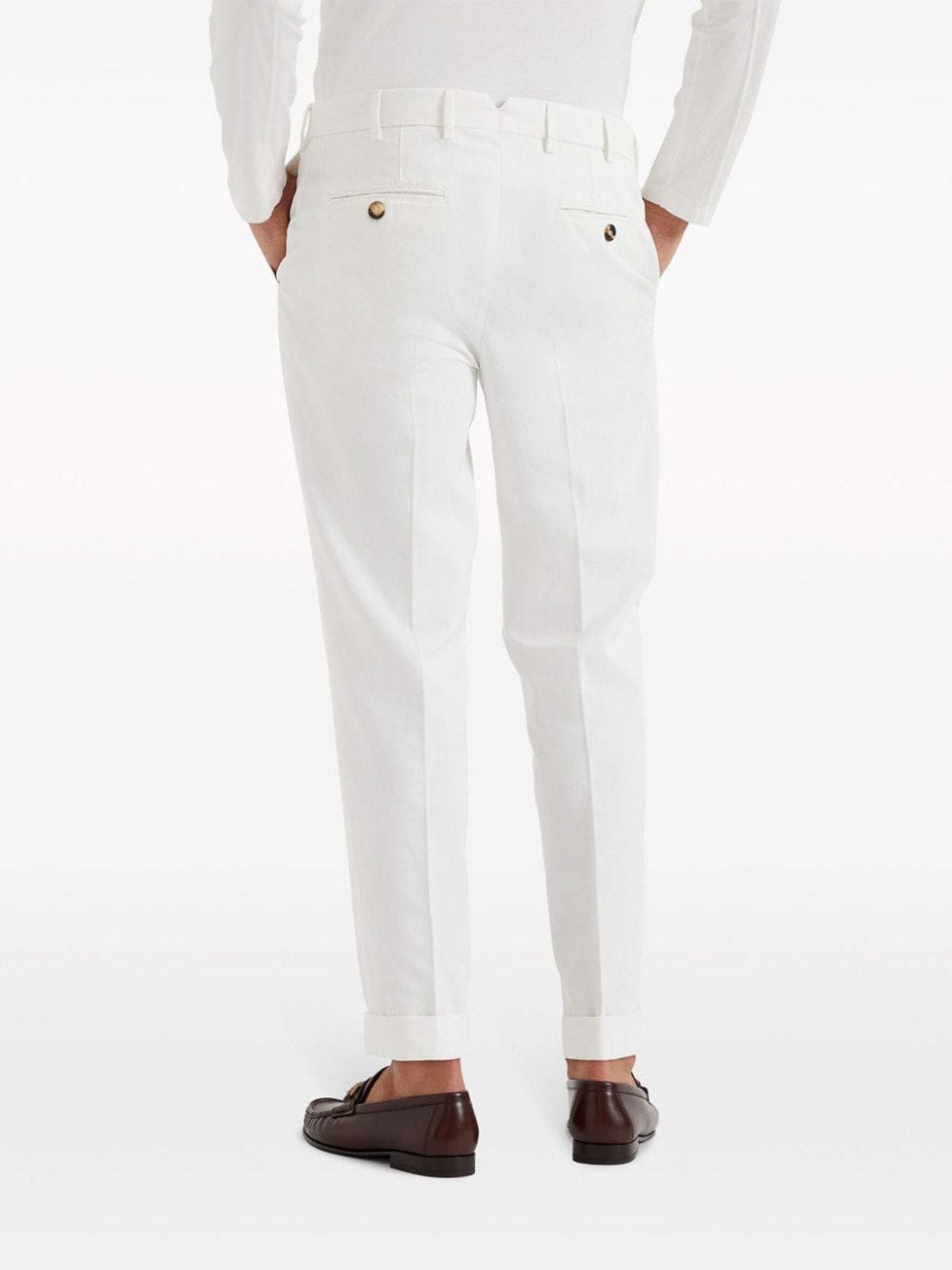 Brunello Cucinelli White Cotton Casual Trousers