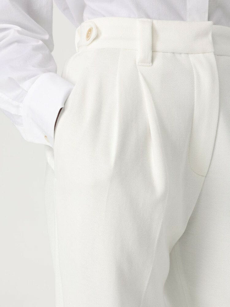 Brunello Cucinelli White Cotton Dress Trousers