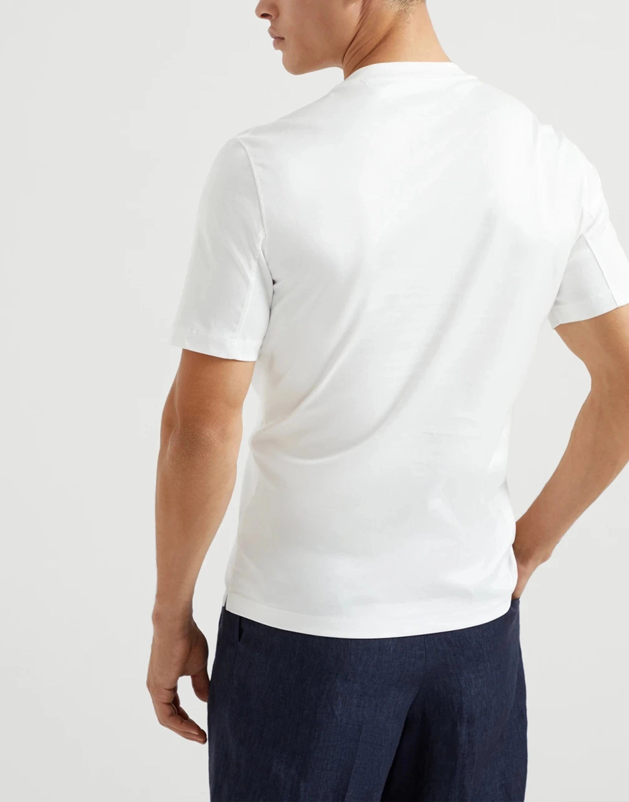 Brunello Cucinelli White Cotton Jersey Crewneck T-Shirt