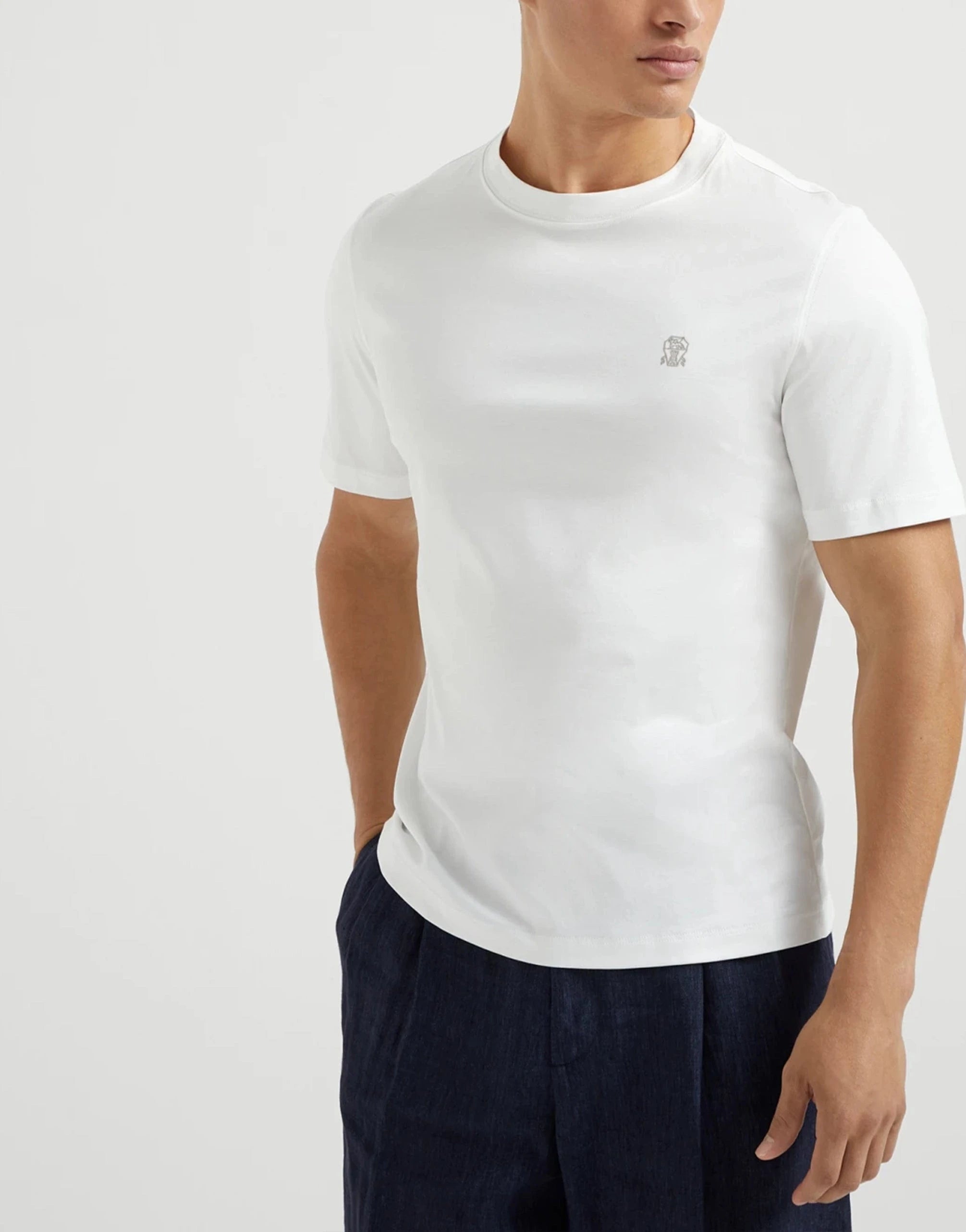 Brunello Cucinelli White Cotton Jersey Crewneck T-Shirt Brunello Cucinelli White Cotton Jersey Crewneck T-Shirt