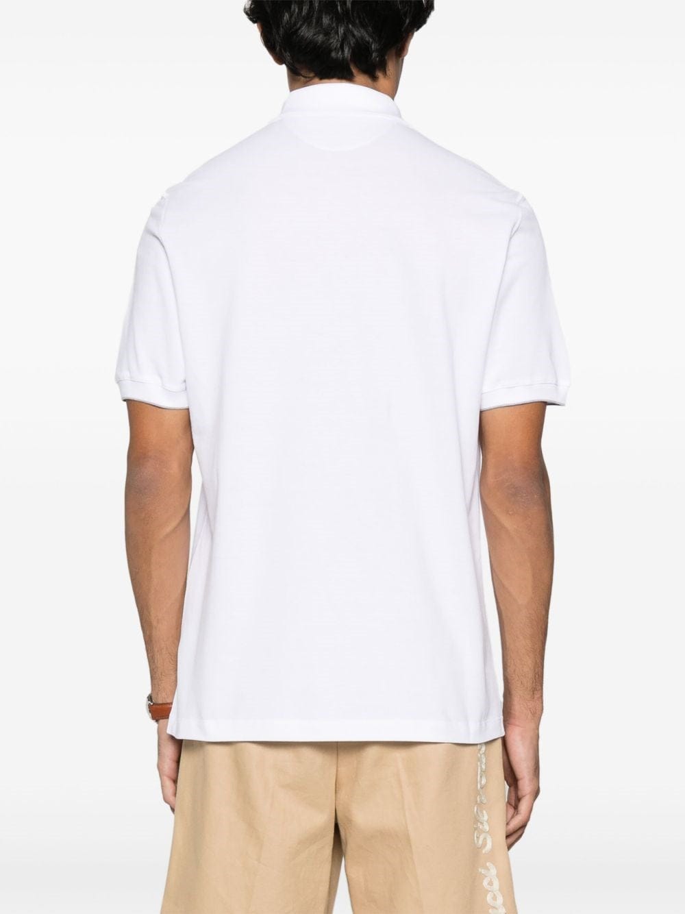 Brunello Cucinelli White Cotton Piqué Polo Logo Shirt