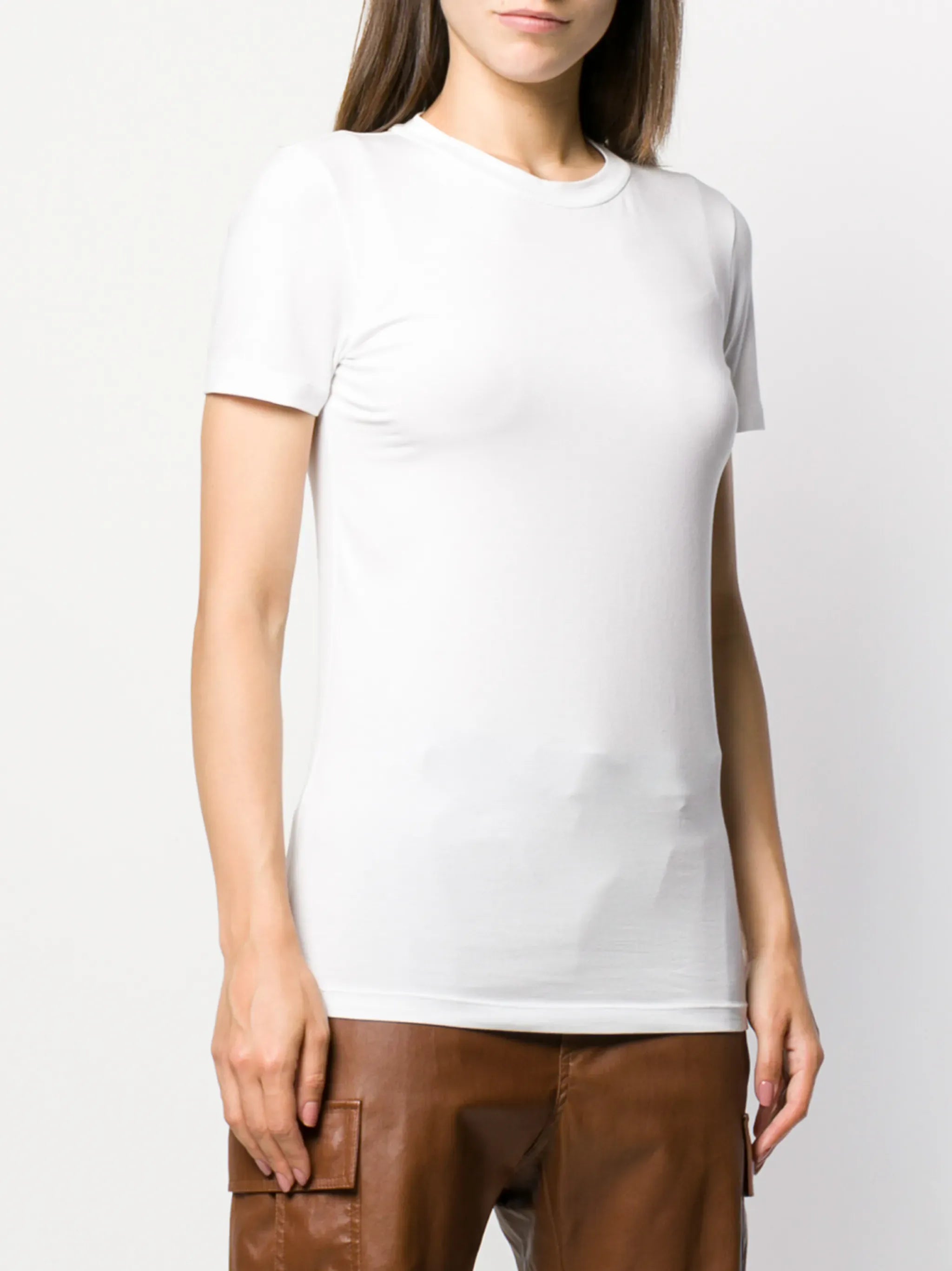 Brunello Cucinelli White Cotton Shiny Trim T-Shirt