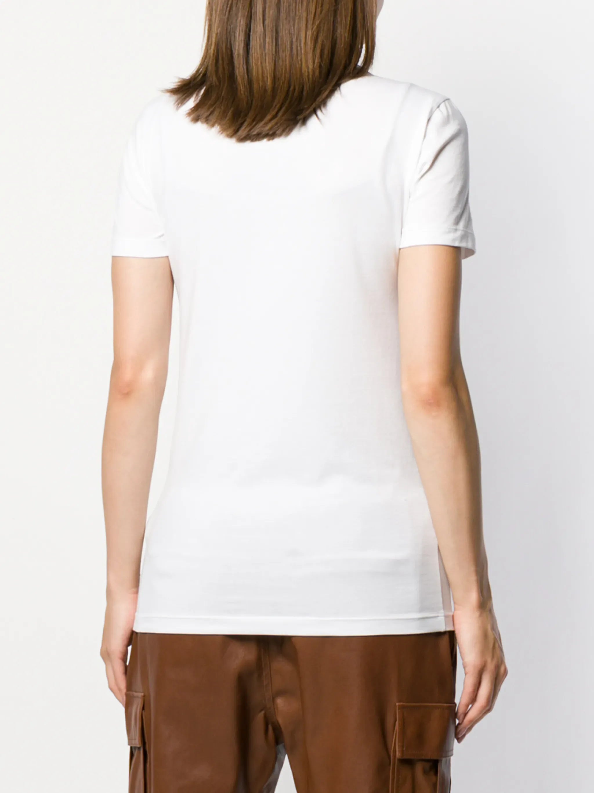 Brunello Cucinelli White Cotton Shiny Trim T-Shirt