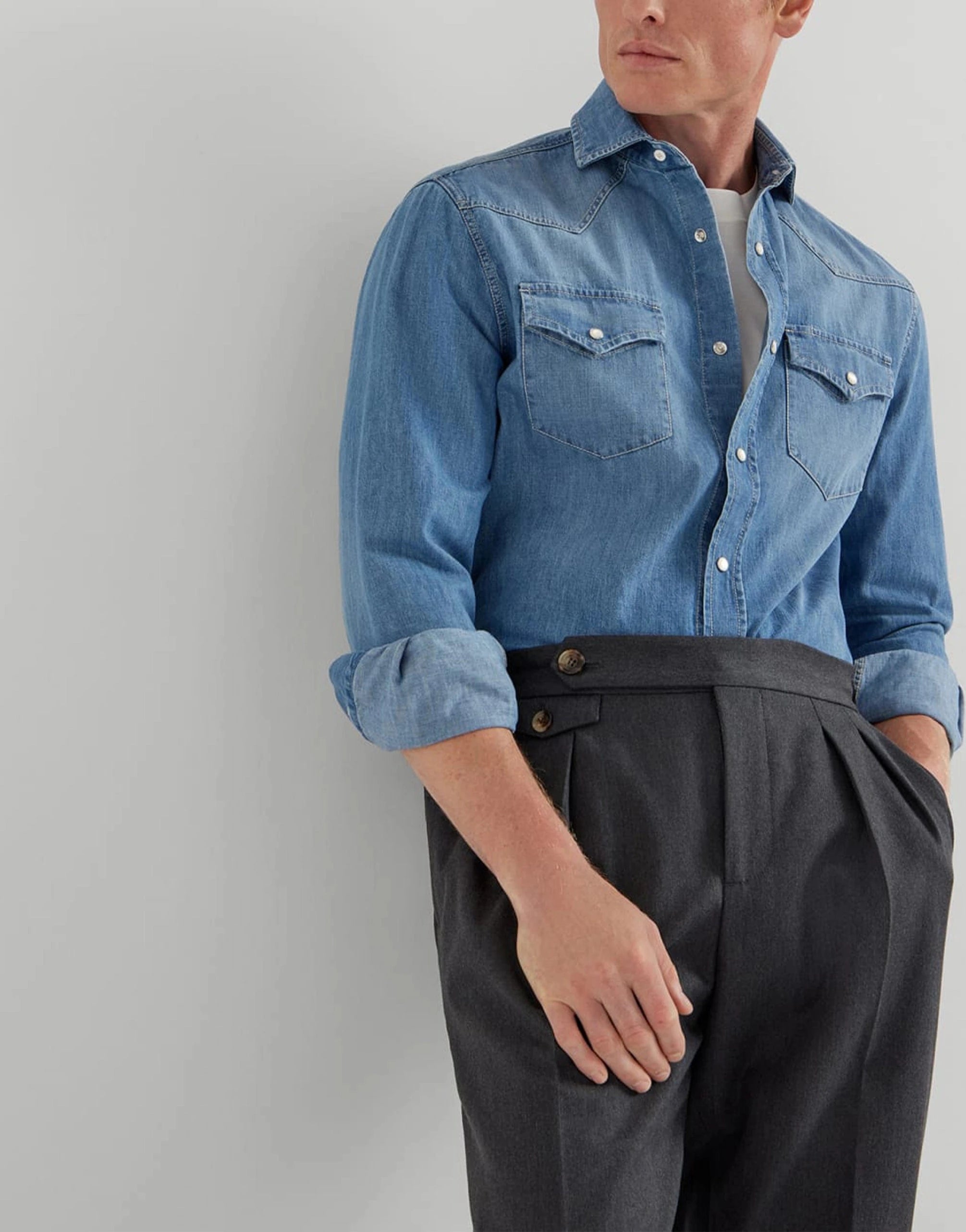 Brunello Cucinelli White Crewneck Logo Cotton T-Shirt