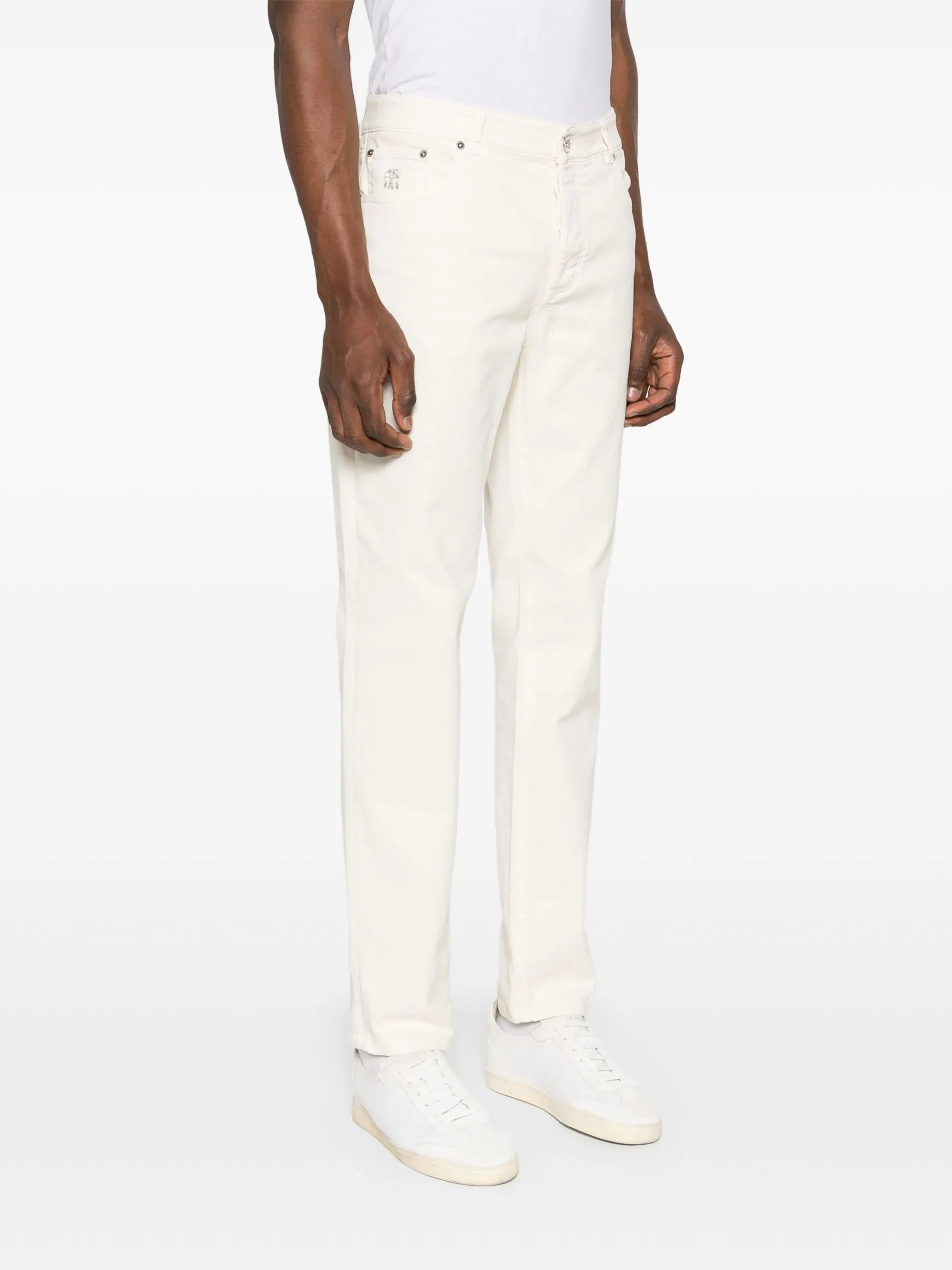 Brunello Cucinelli White Garment-Dyed Comfort Denim Jeans