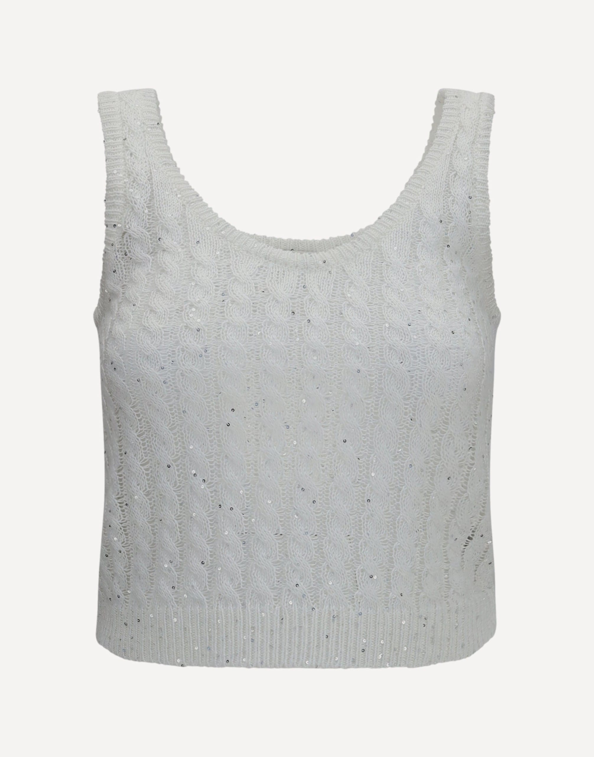 Brunello Cucinelli Brunello Cucinelli White Linen Knit Tank Top With Sequins