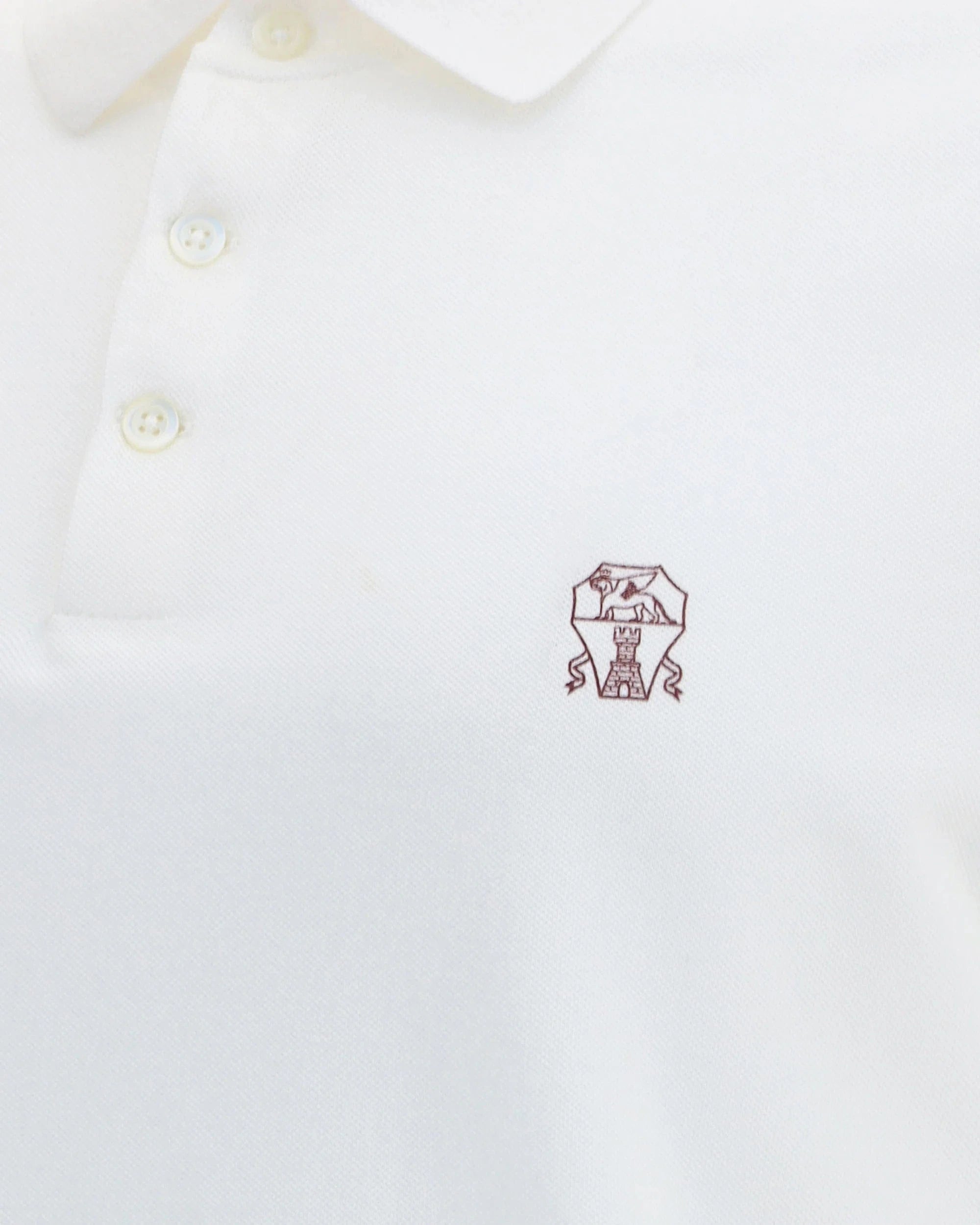 Brunello Cucinelli White Logo Cotton Polo Shirt