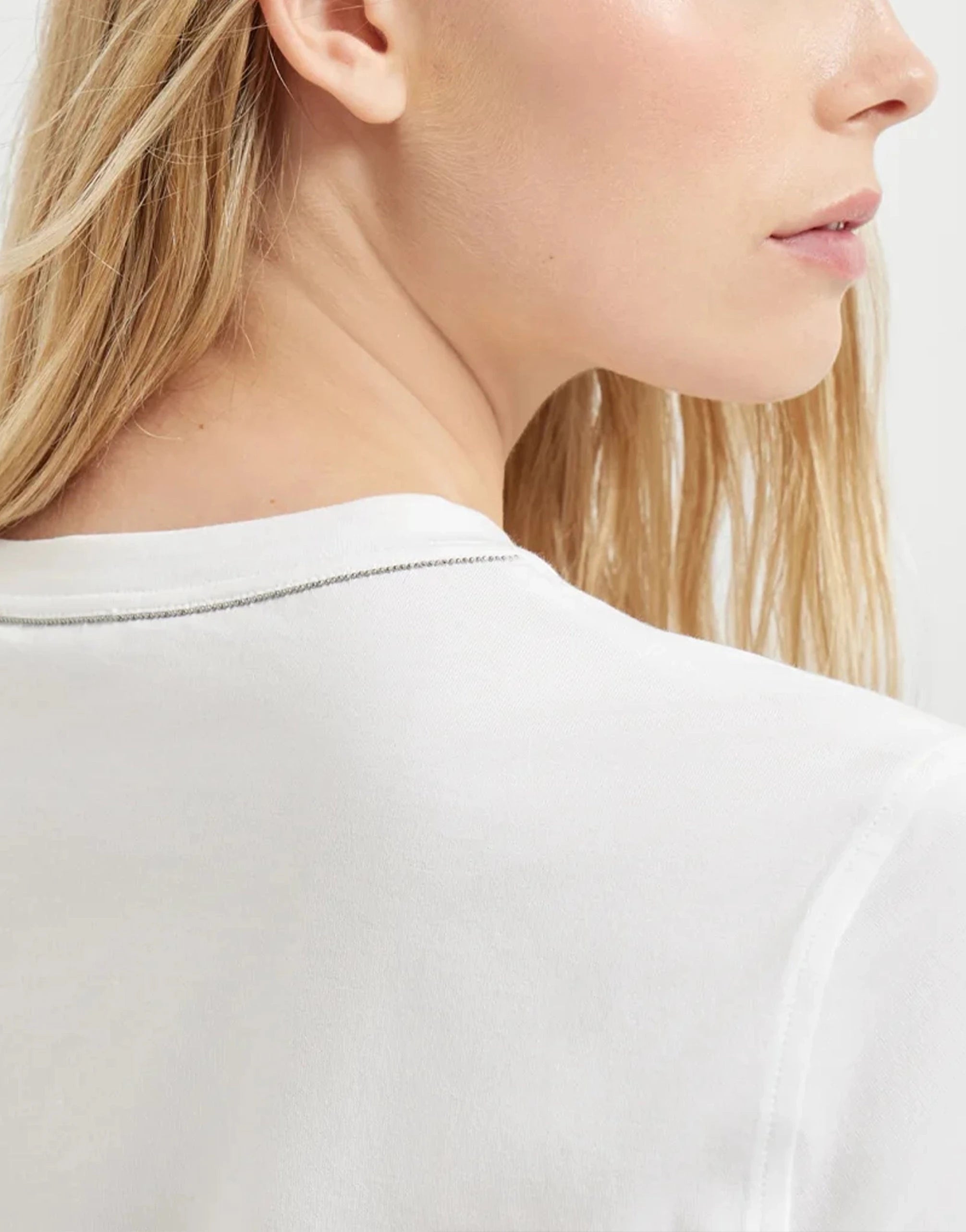Brunello Cucinelli White Monili-Embellished Cotton T-Shirt
