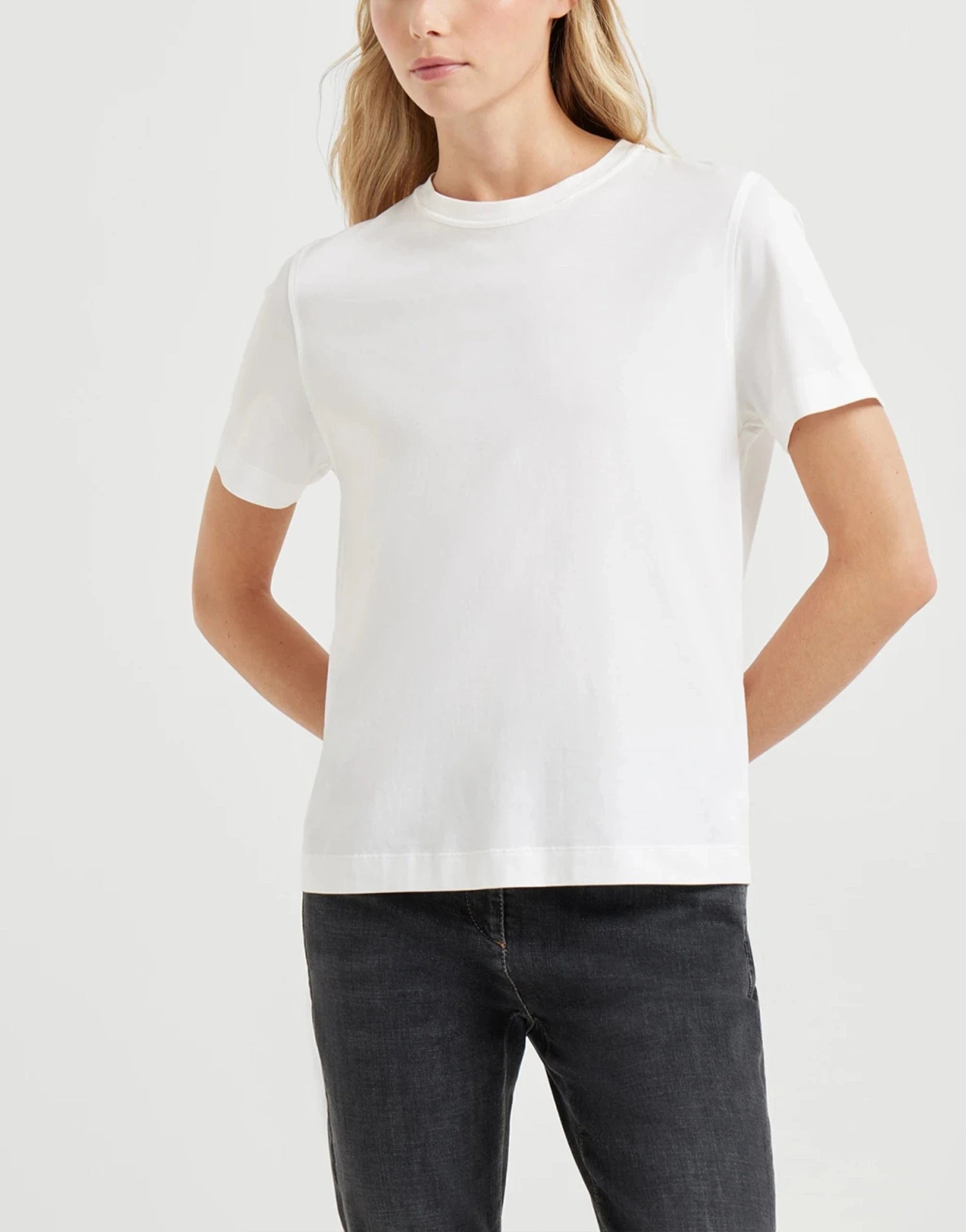 Brunello Cucinelli White Monili-Embellished Cotton T-Shirt