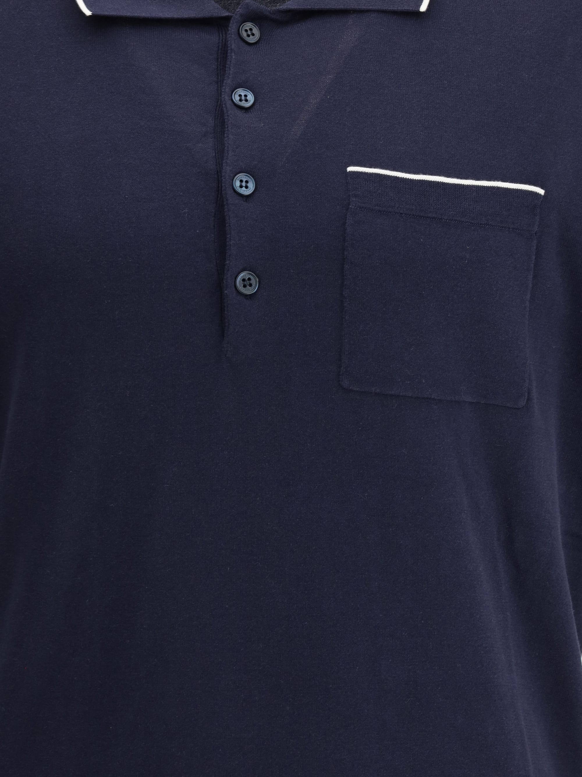 Brunello Cucinelli White-Pocket Polo Shirt