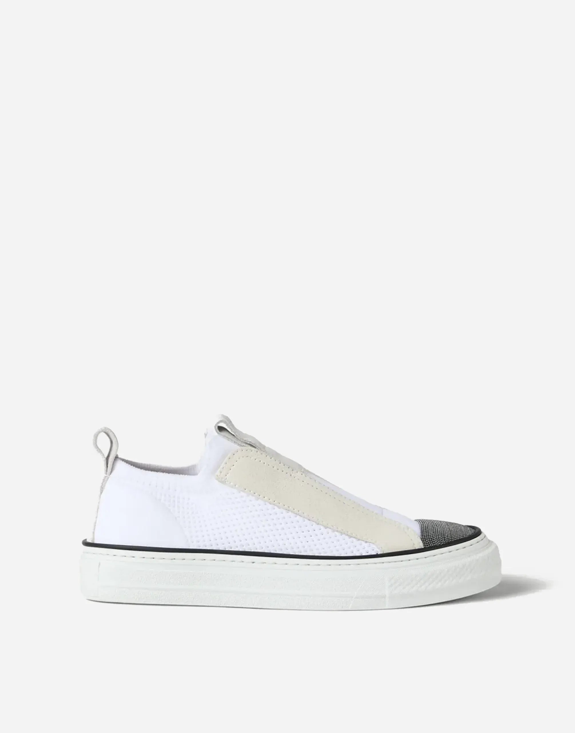 Brunello Cucinelli White Suede Slip-On Sneakers