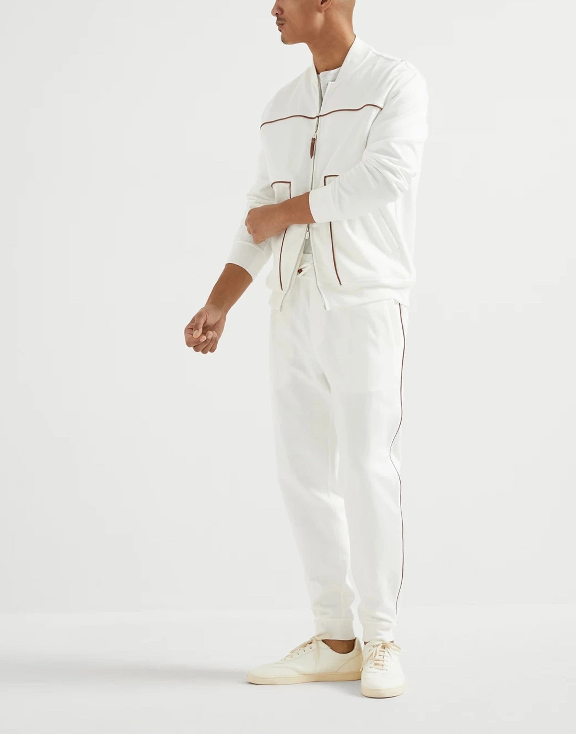 Brunello Cucinelli White Techno French Terry Track Pants