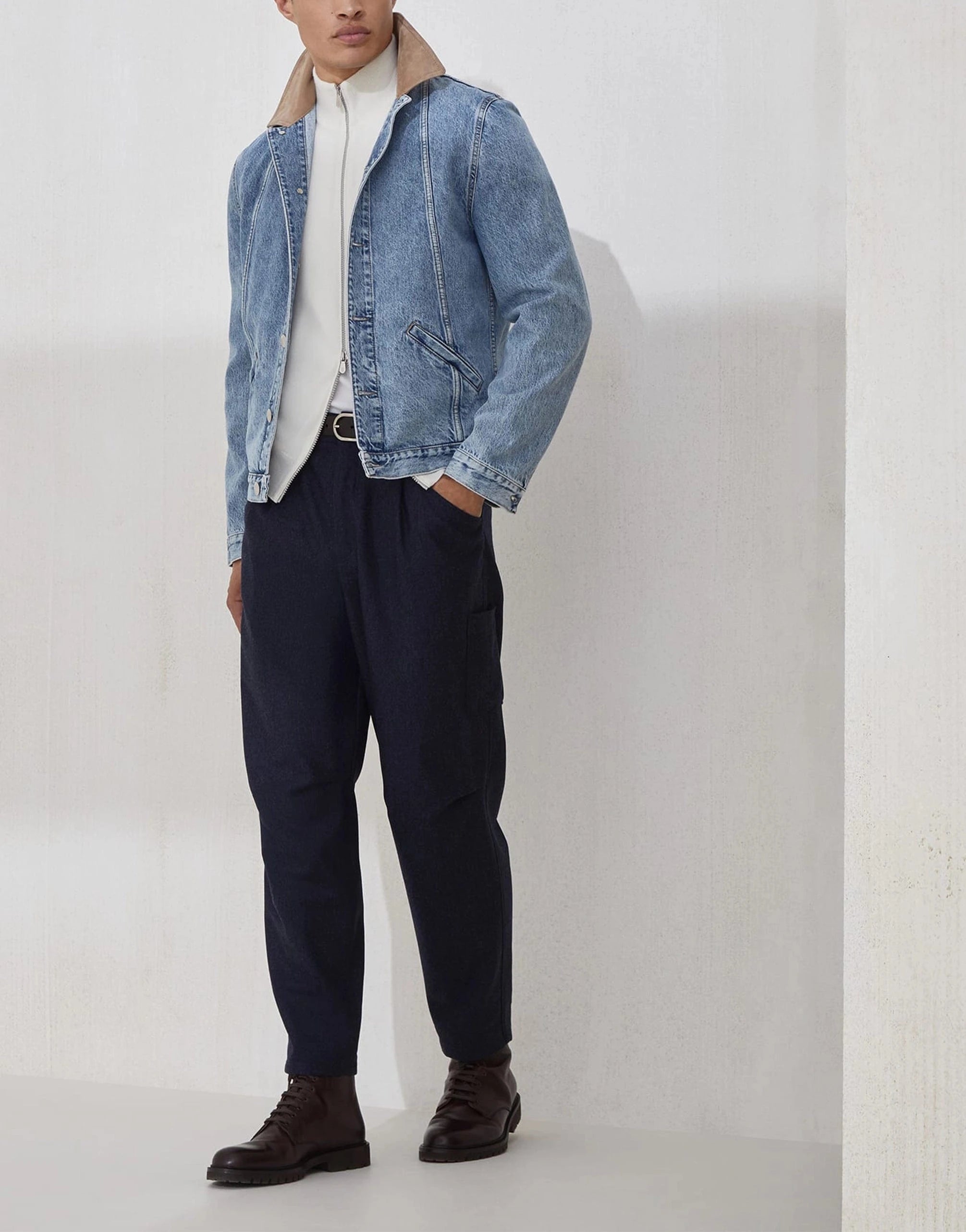 Brunello Cucinelli White Zip-Up Cashmere Turtleneck Cardigan